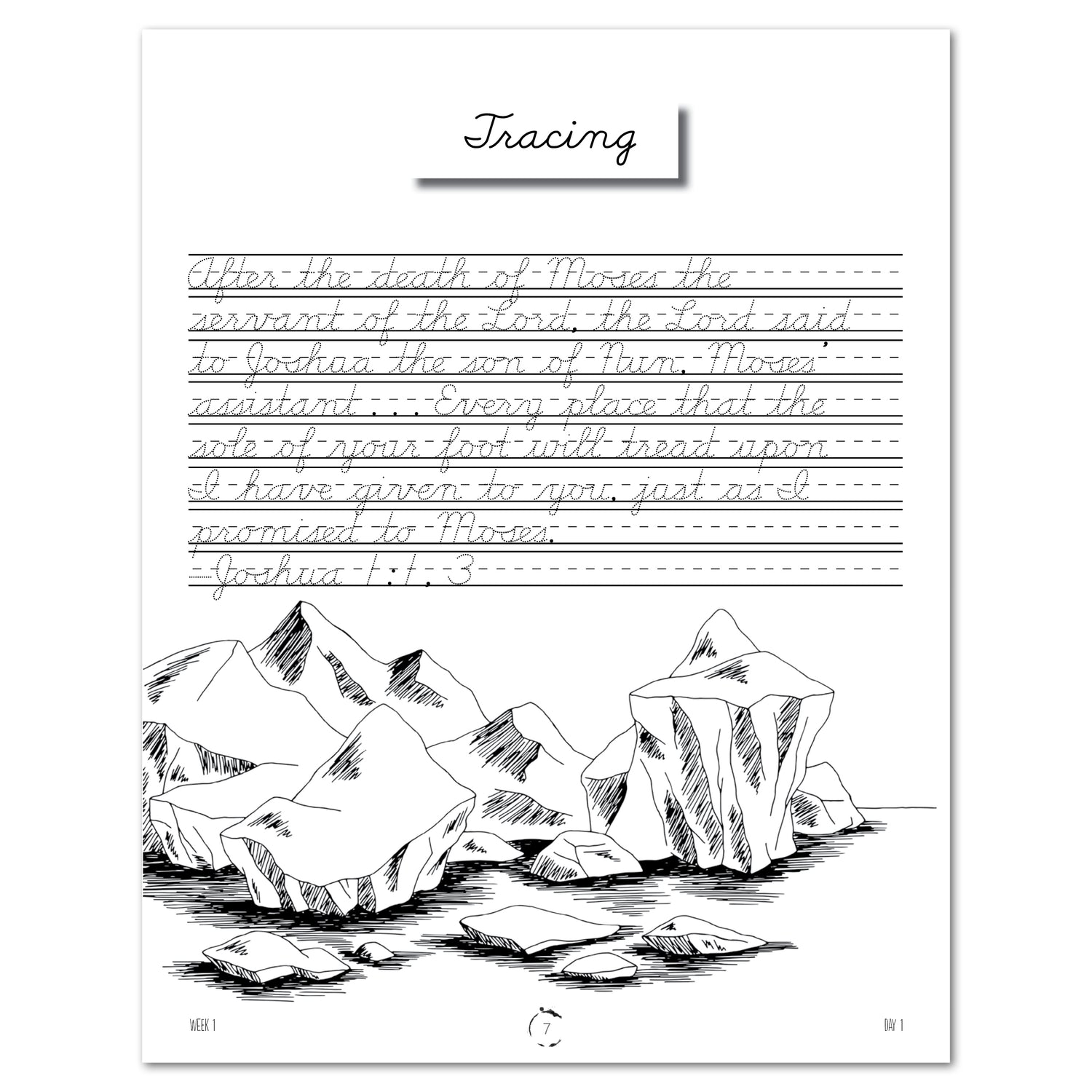 Antarctica homeschool unit study printed Cursive Week 1 Tracing