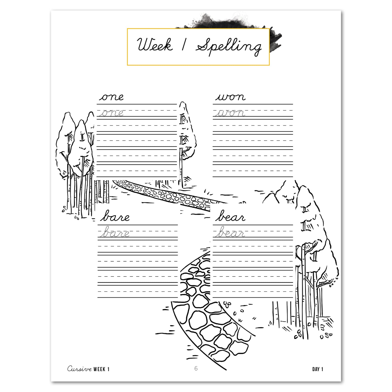 Careers + Trades Homeschool Unit Study Printed Cursive Book Week 1 Spelling