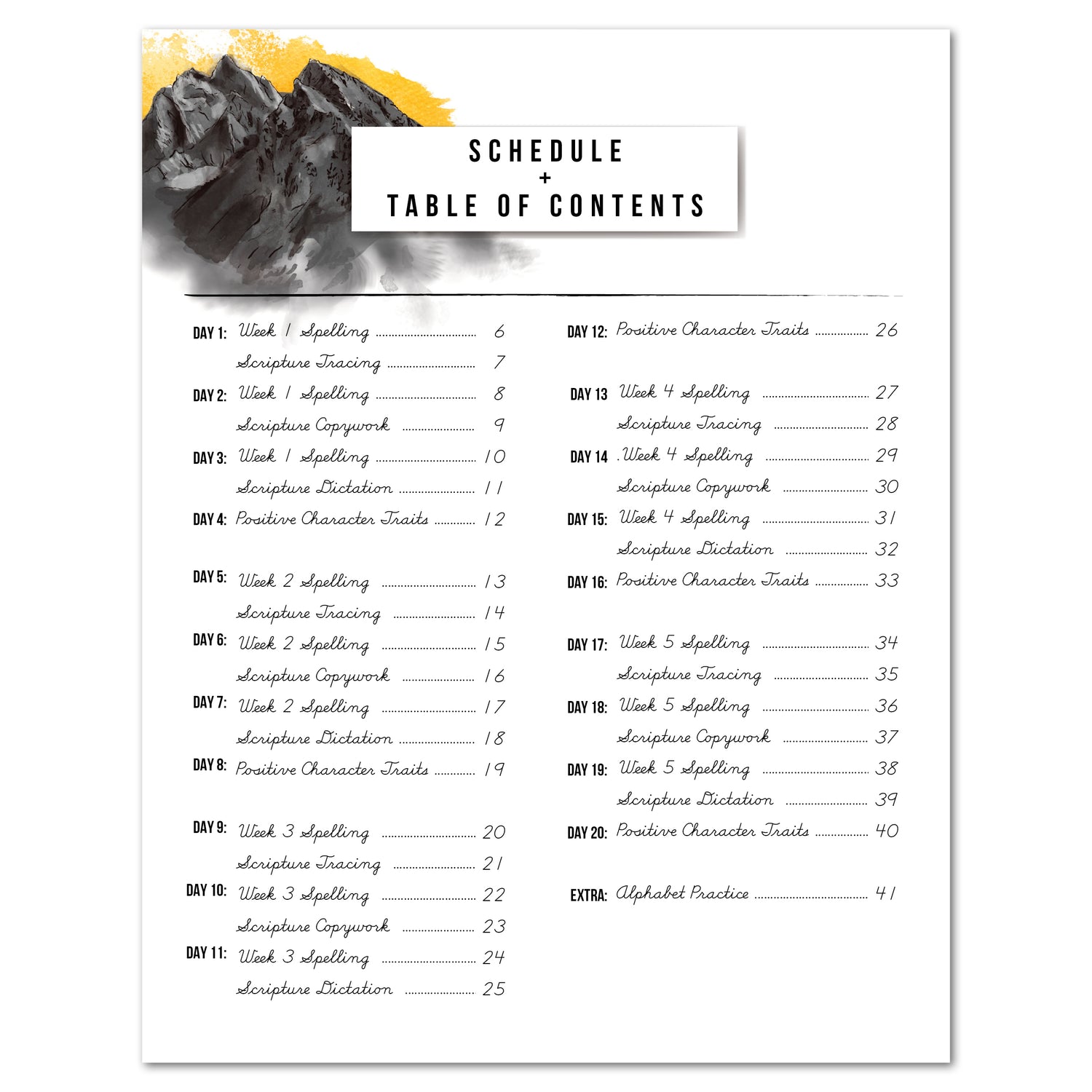 Careers + Trades Homeschool Unit Study Printed Cursive Book Schedule and Table of Contents