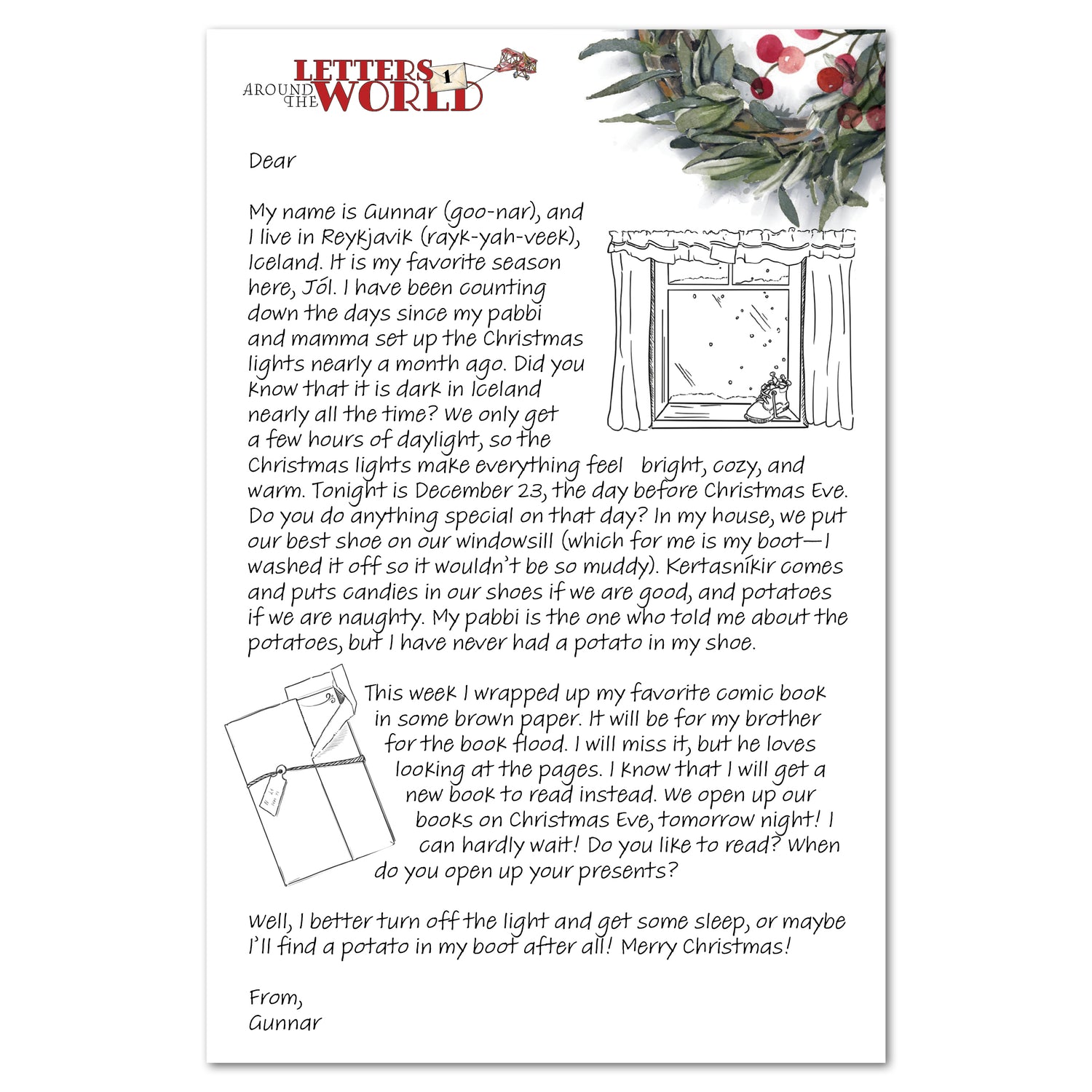 Christmas Around the World Homeschool Unit Study Printed Stationary Pack Letters Around the World Iceland