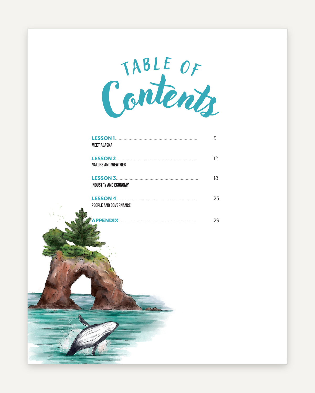 Alaska Fifty States Homeschool Unit Study Digital Teacher's Guide Table of Contents
