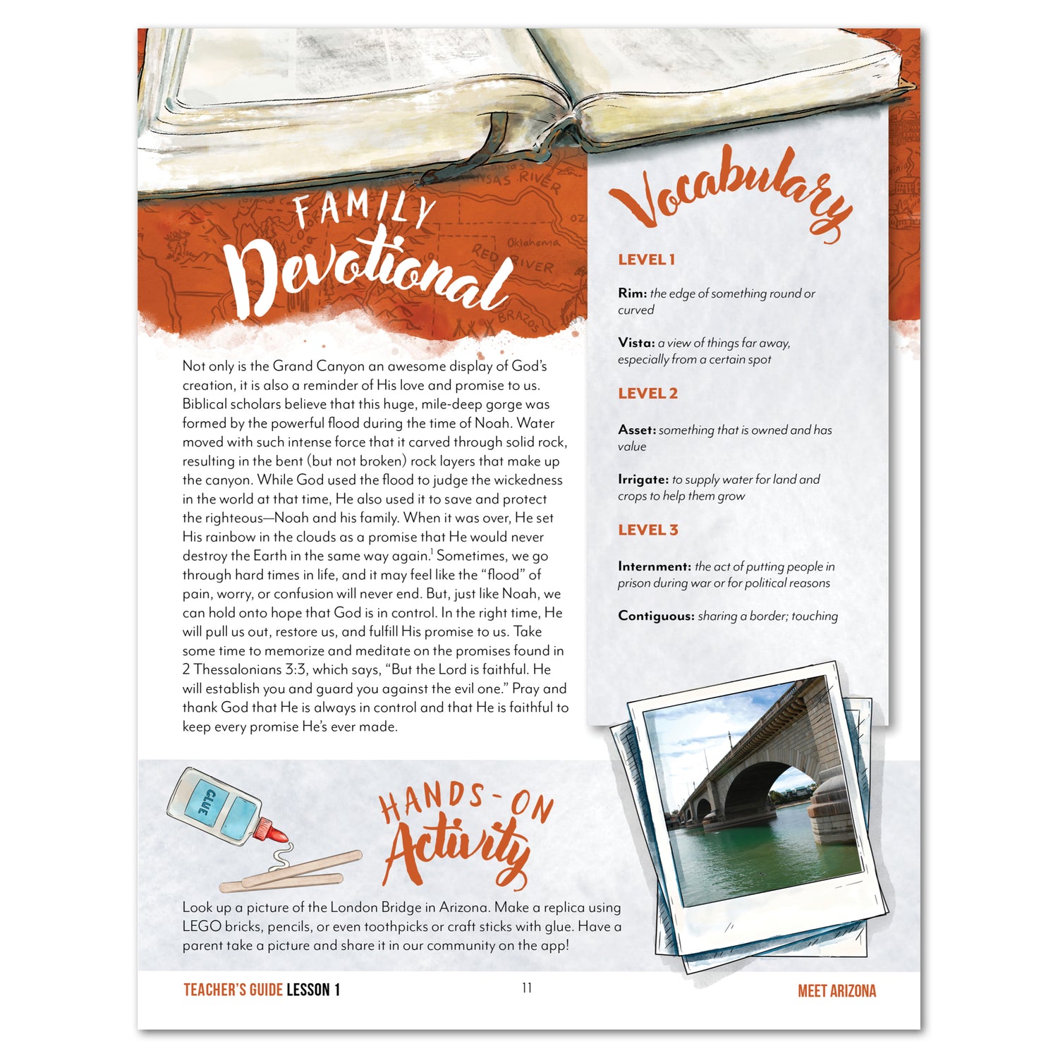 Arizona Fifty States Homeschool Unit Study Printed Teacher's Guide Lesson 1 Part 2