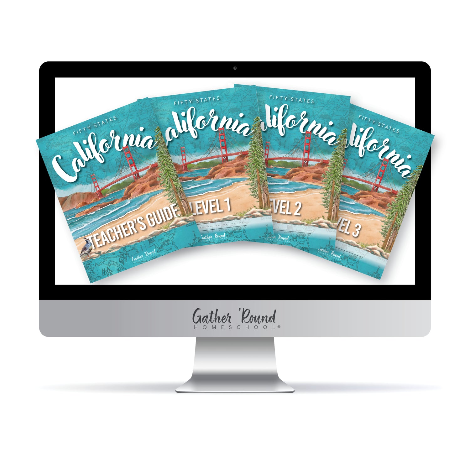 California Fifty States Homeschool Unit Study Complete Digital Bundle Teacher's Guide, Level 1, Level 2, Level 3