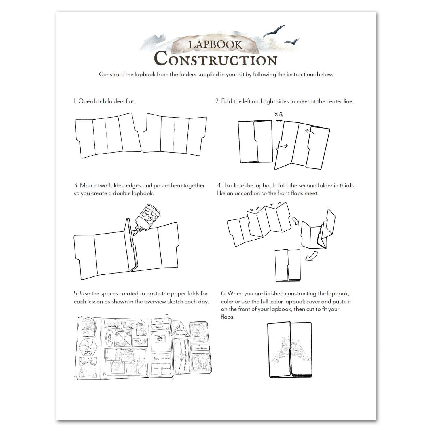 Middle Ages homeschool unit study printed student lapbook with instructions construction