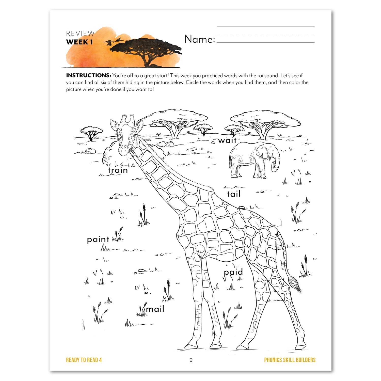 Ready to Read 4 On The Savannah Homeschool Unit Study Printed Phonics Skill Builder Week 1 Review