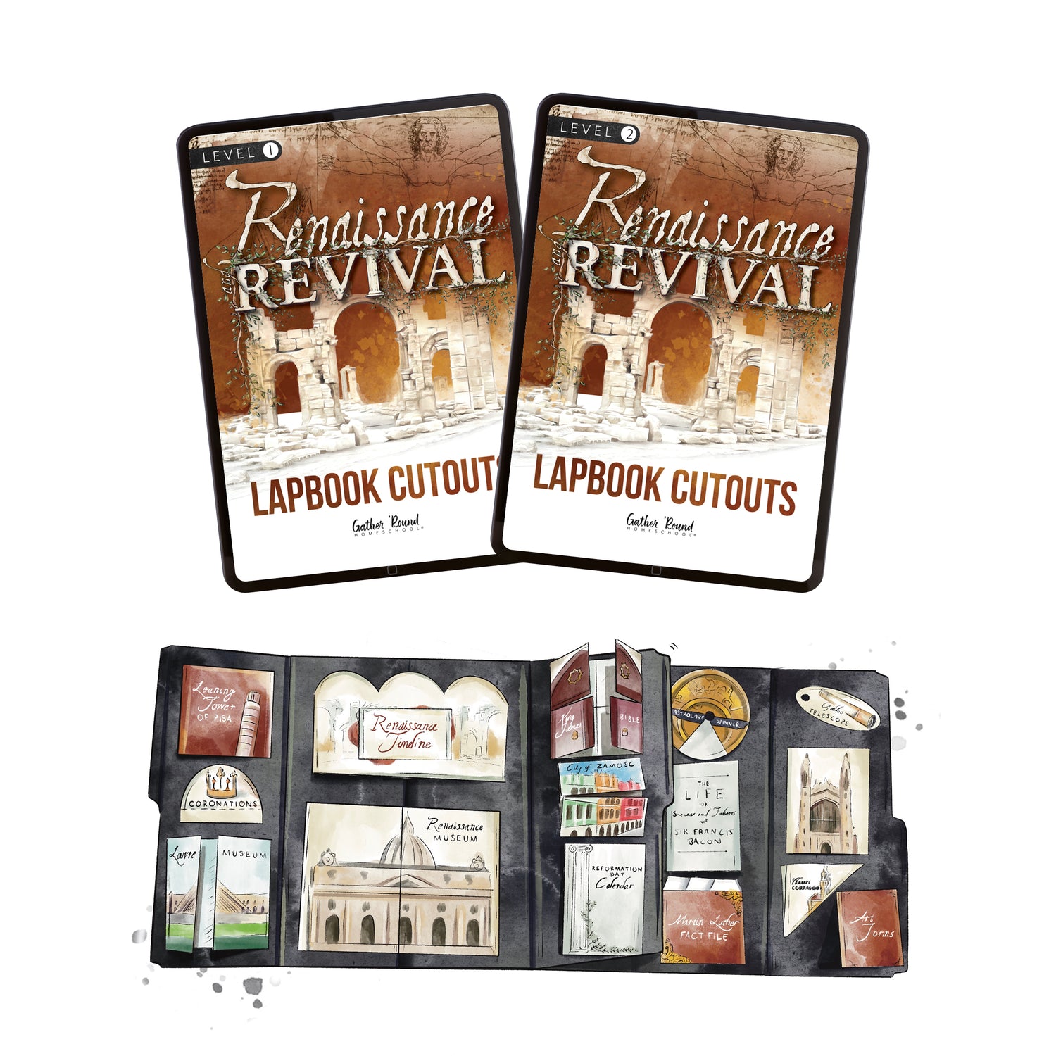 Renaissance and Revival Homeschool Unit Study Digital Bundle Lapbook Instructions Level 1 and Level 2