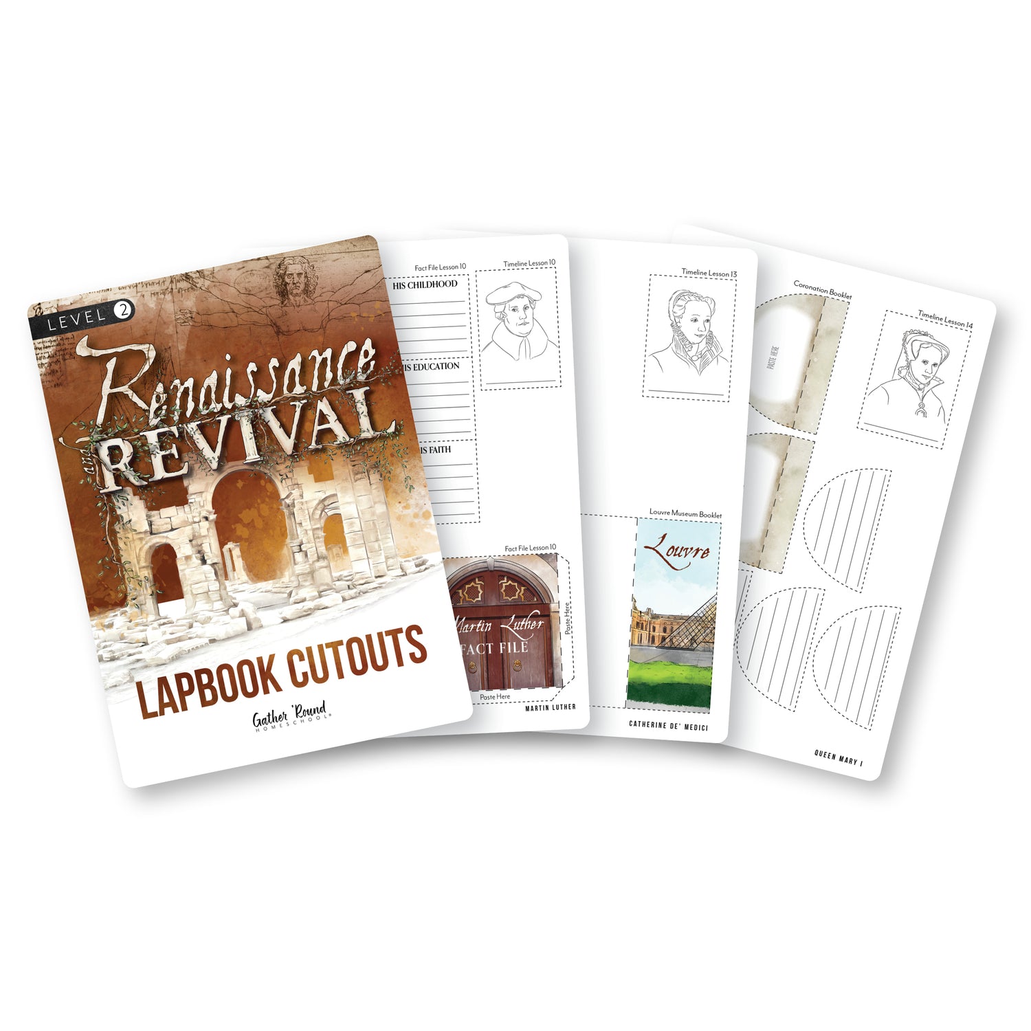 Renaissance and Revival Homeschool Unit Study Printed Lapbook Instructions Lapbook Level 2 Cutouts