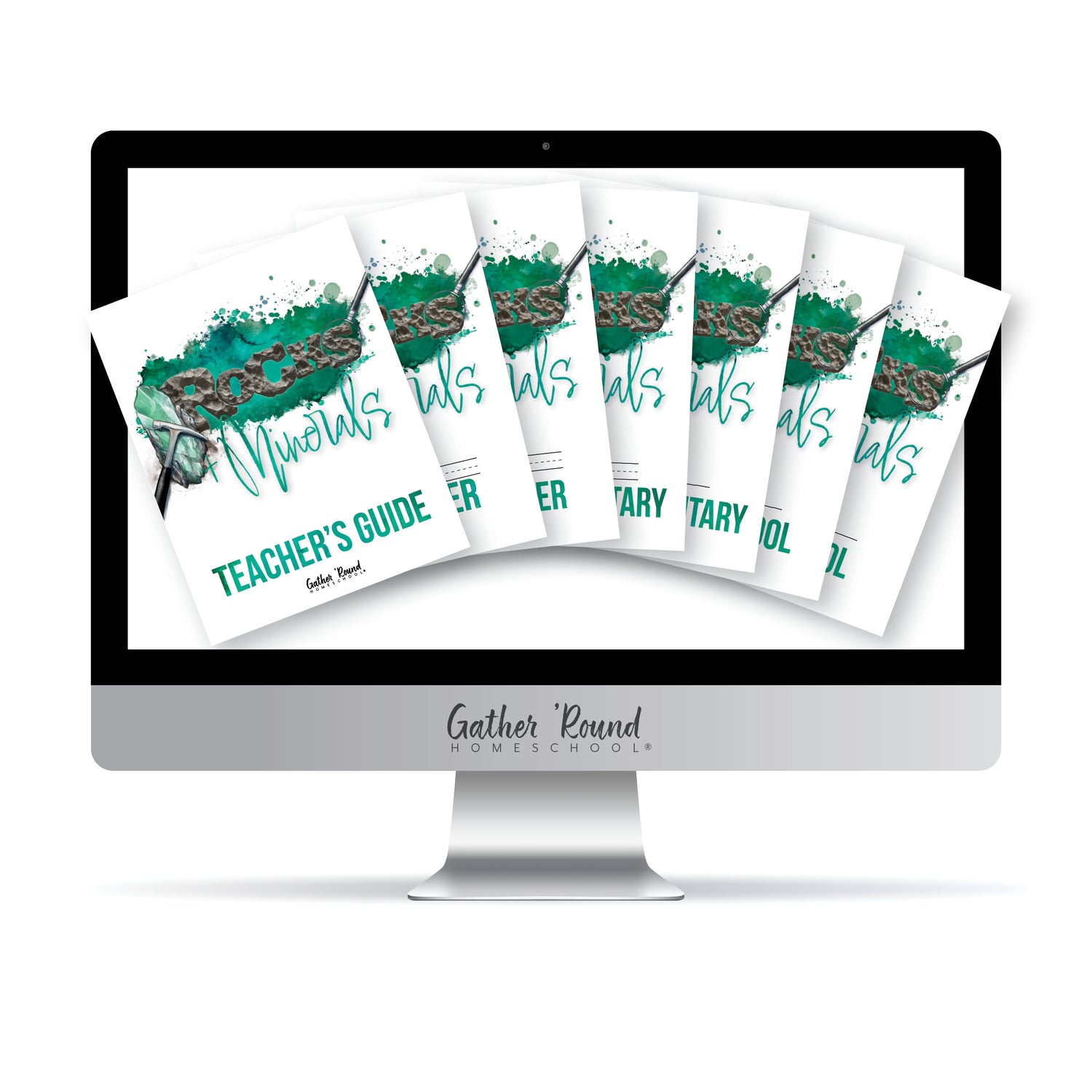 Rocks + Minerals homeschool unit study digital with all student book levels and Teacher's Guide bundle