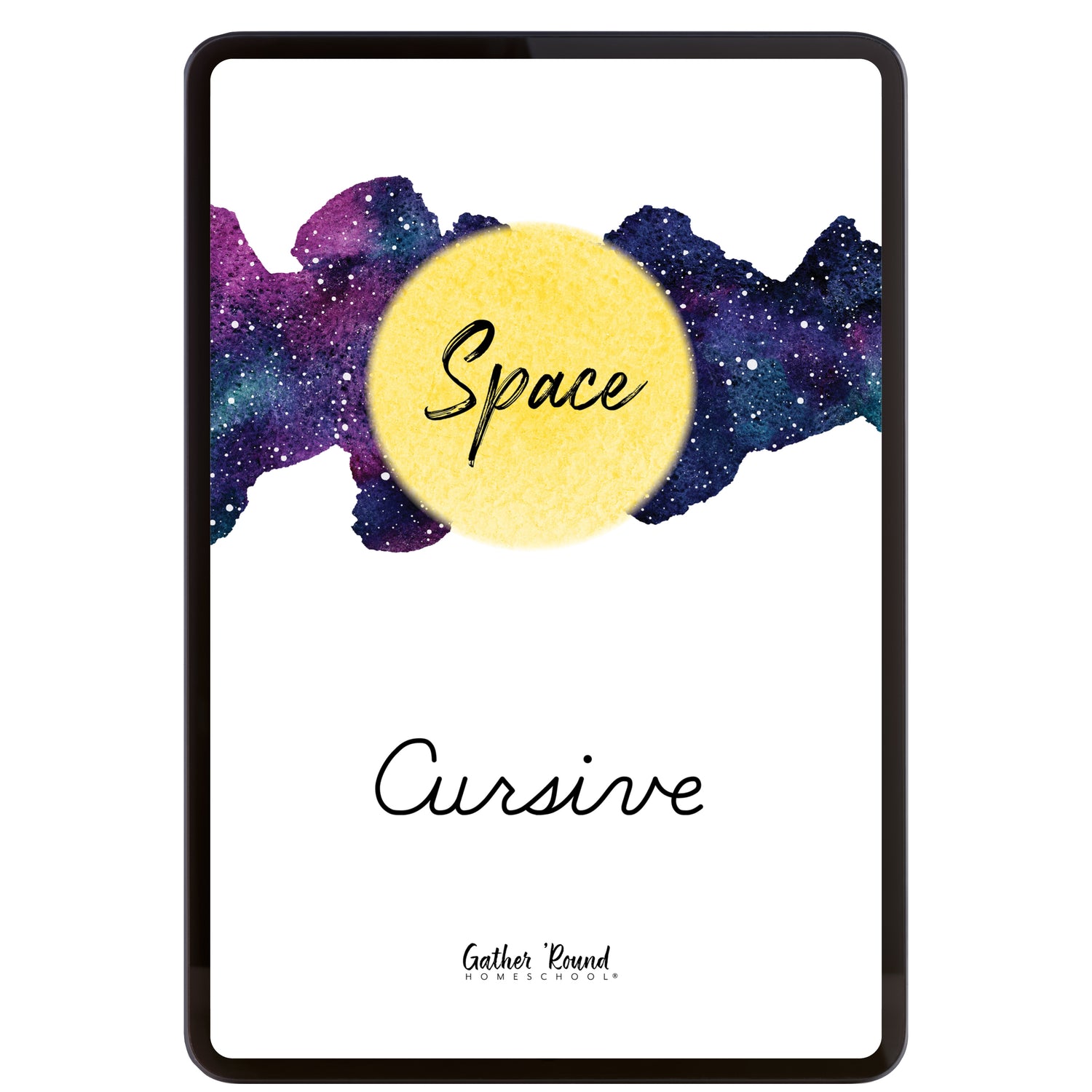 Space homeschool unit study digital student workbook, Cursive workbook