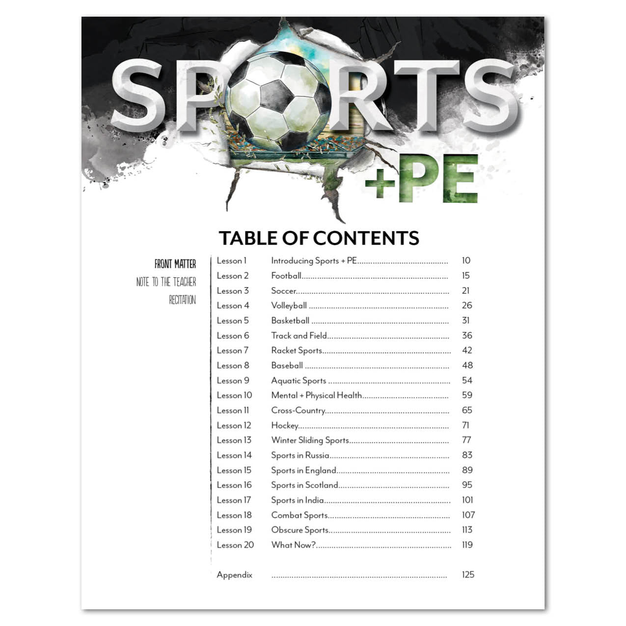 Sports + PE homeschool unit study digital Teacher's Guide table of contents