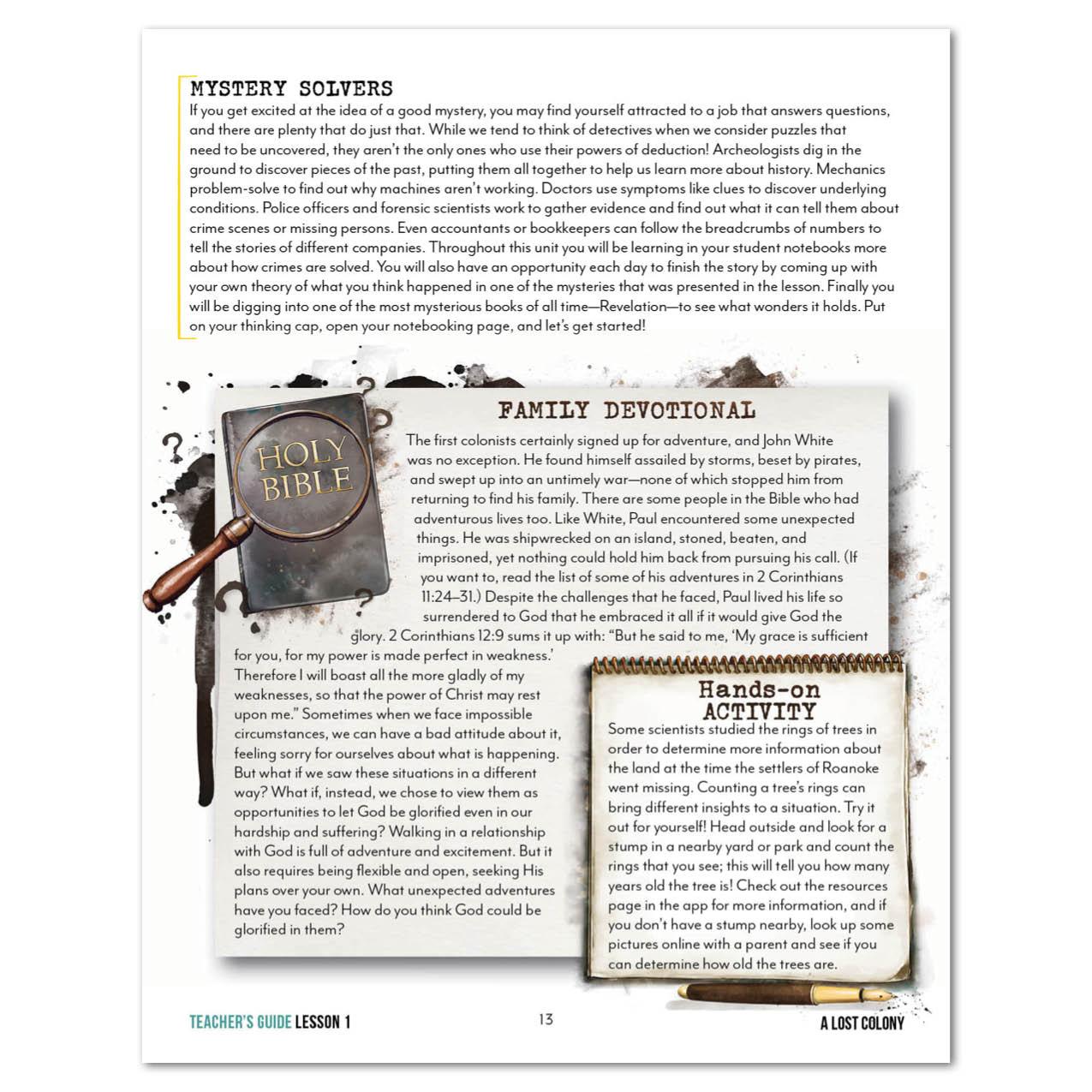 Unsolved Mysteries Homeschool Unit Study Digital Teacher's Guide Lesson 1 A Lost Colony Part 2