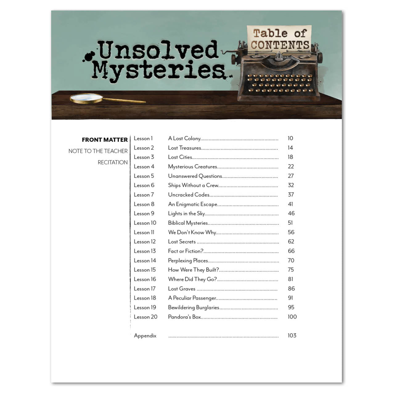 Unsolved Mysteries Unit (Printed Unit)