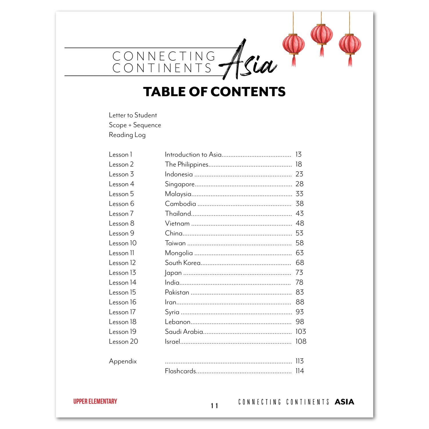 Asia Homeschool Unit Study Digital Upper Elementary Student Book Table of Contents