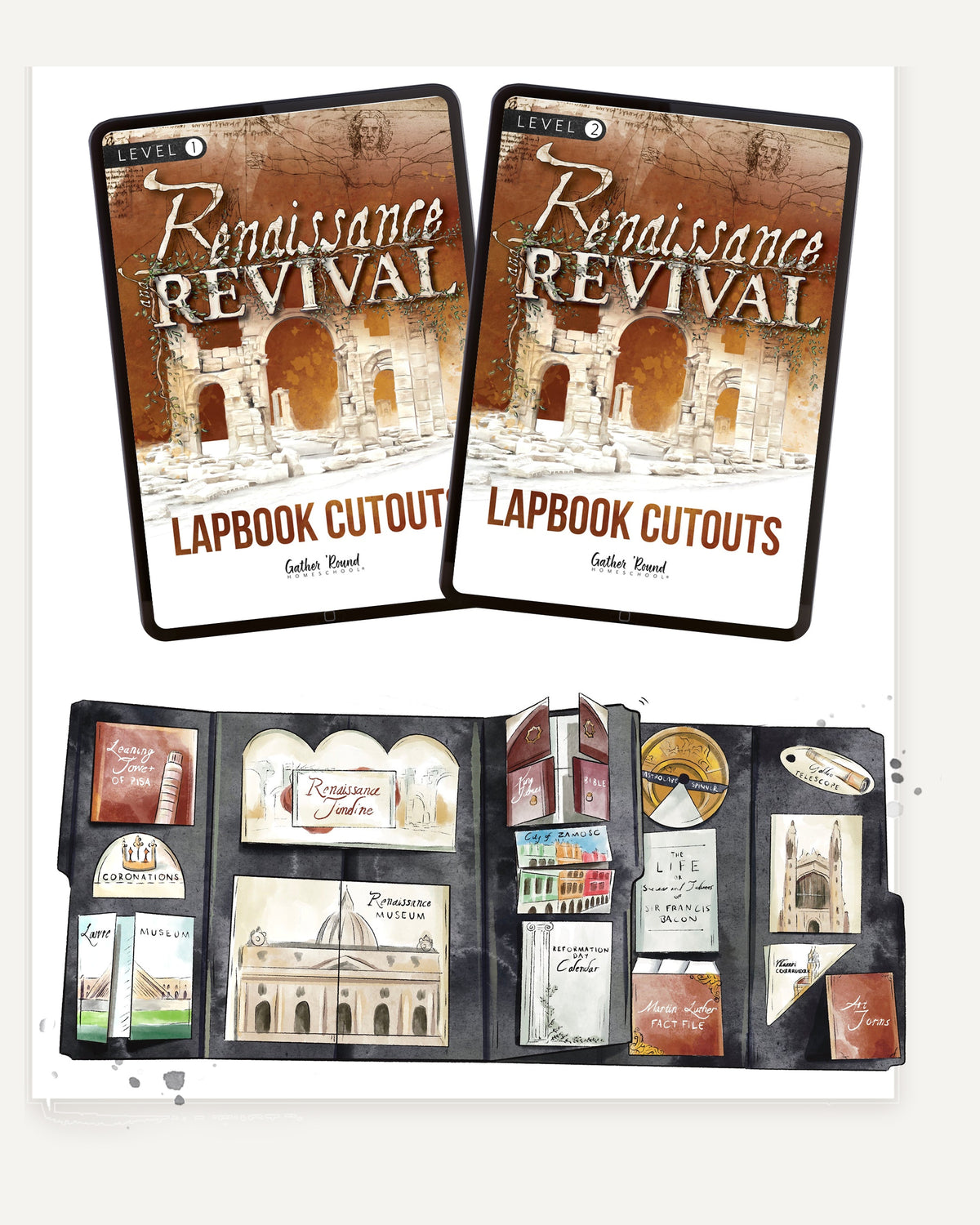 Renaissance and Revival Homeschool Unit Study Digital Bundle Lapbook Instructions Level 1 and Level 2