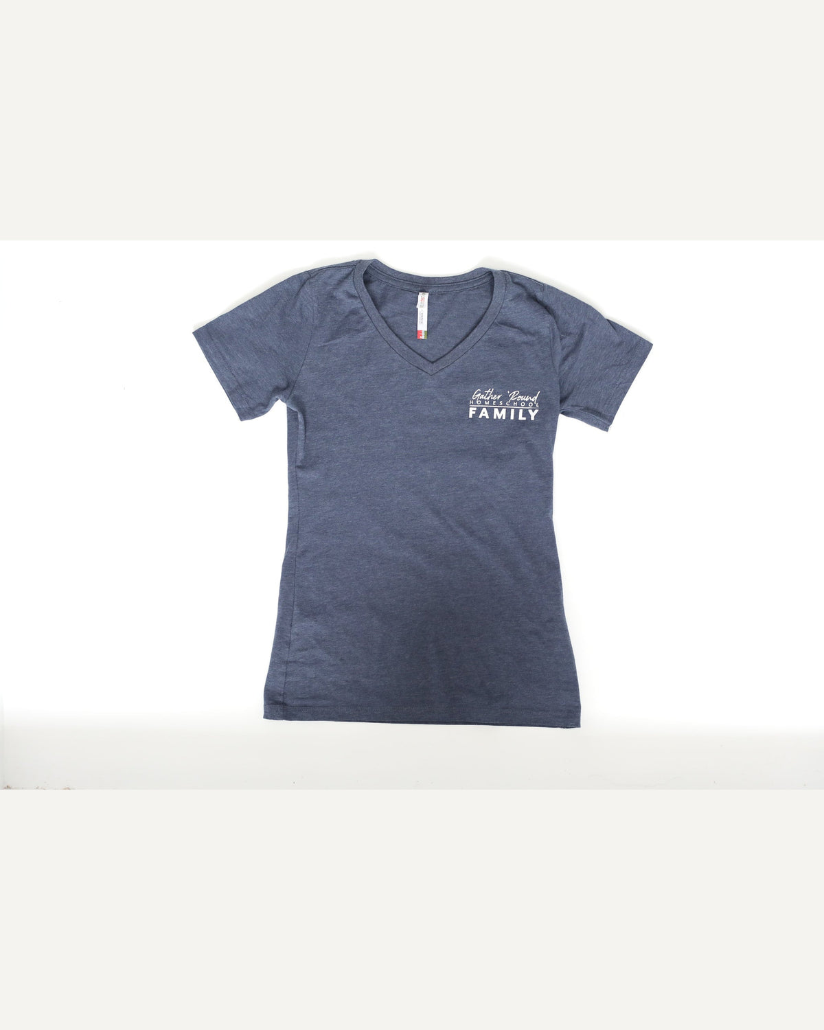 Gather 'Round Ladies V-Neck T-Shirt (NAVY) homeschool unit study, printed product image