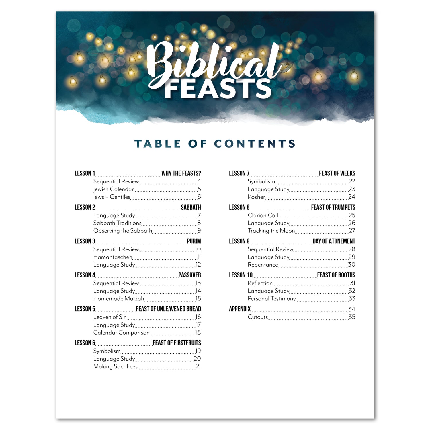 Biblical Feasts Homeschool Study Unit Table of Contents