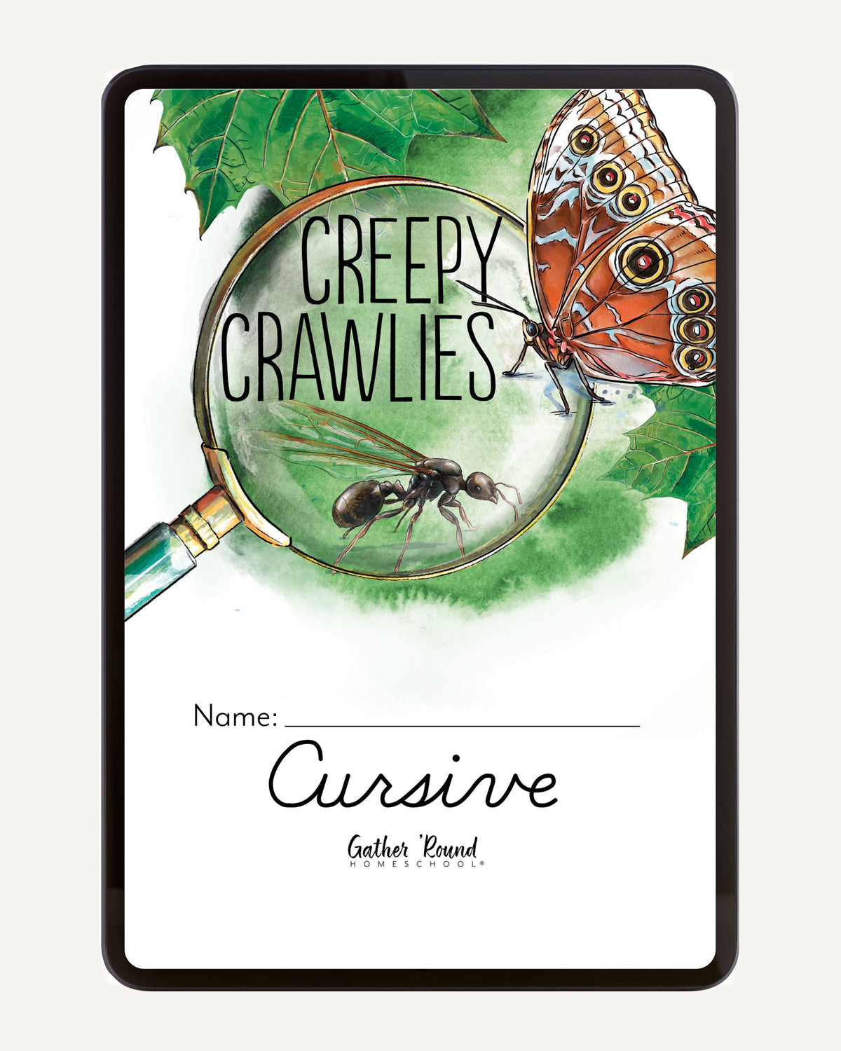 Creepy Crawlies Homeschool Unit Study Digital Cursive Student Book