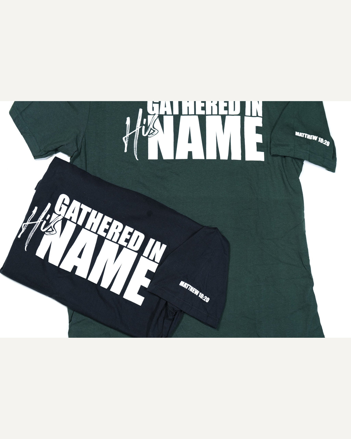 Adult Gathered In His Name T-Shirt w/ verse homeschool unit study, printed product image