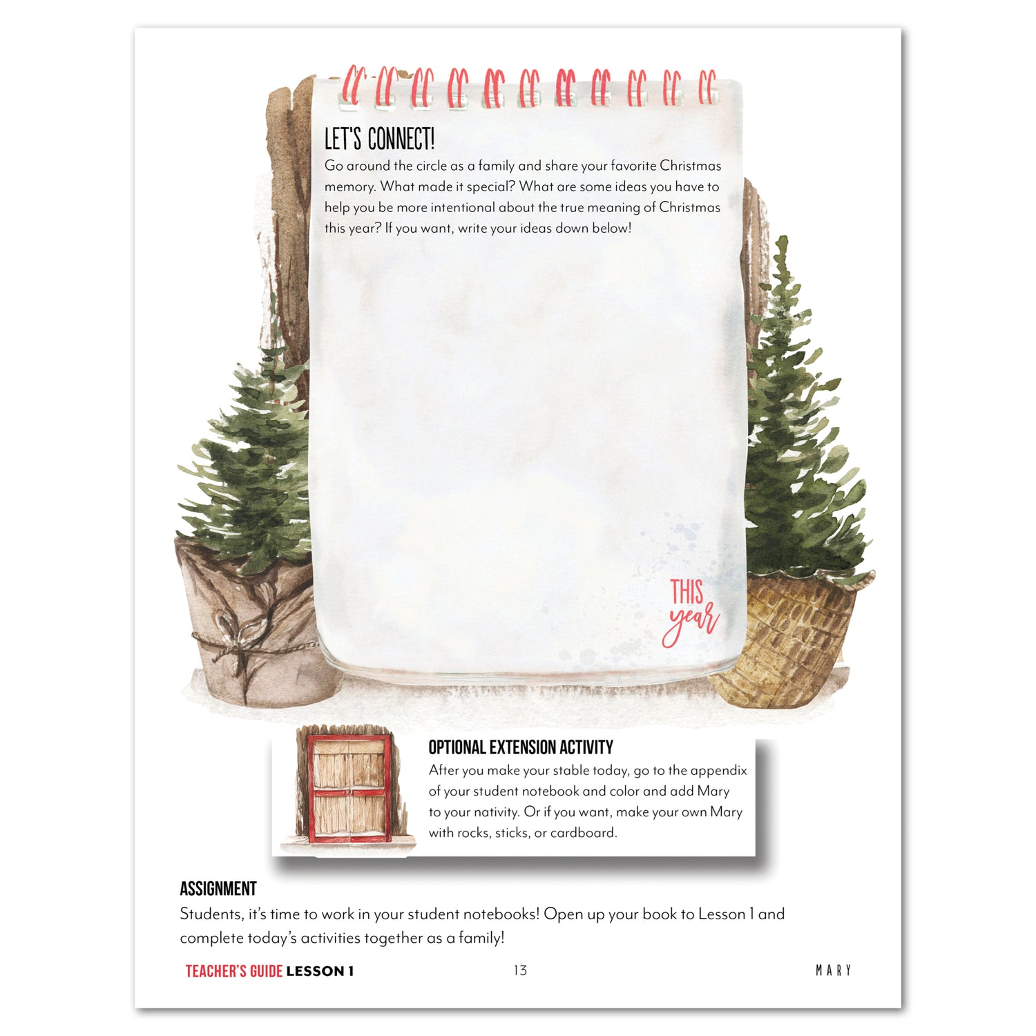 First Christmas homeschool unit study digital Teacher's Guide lesson one part part two