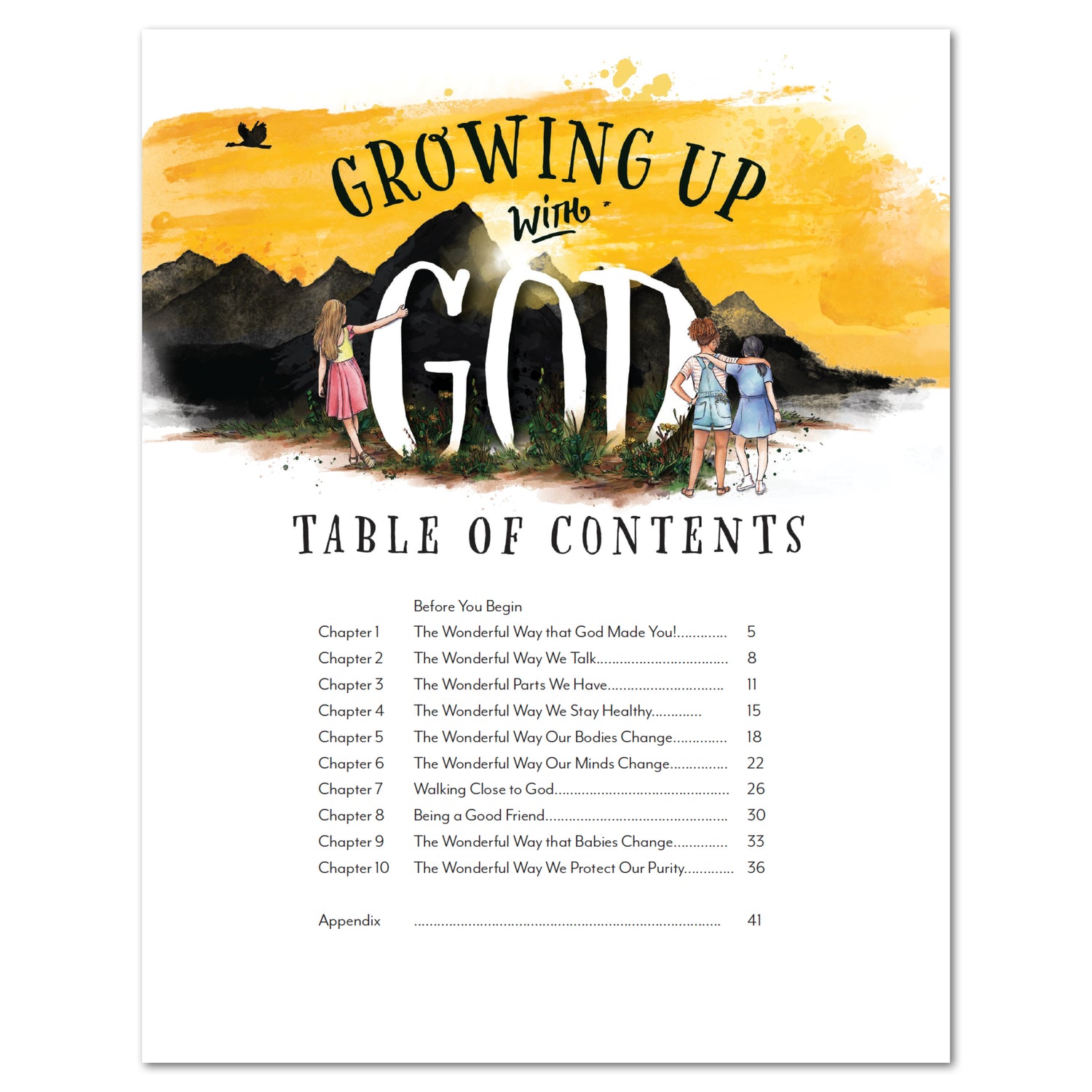 Growing Up with God Homeschool Unit Study Digital Girls Level 1 Student Book Table of Contents