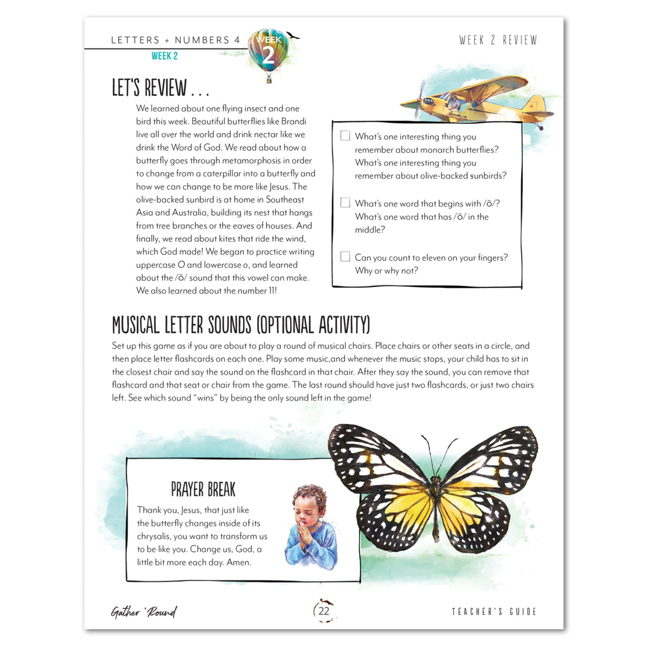 Letters + Numbers 4 In The Air Digital Printed Teacher's Guide Week 2 Review