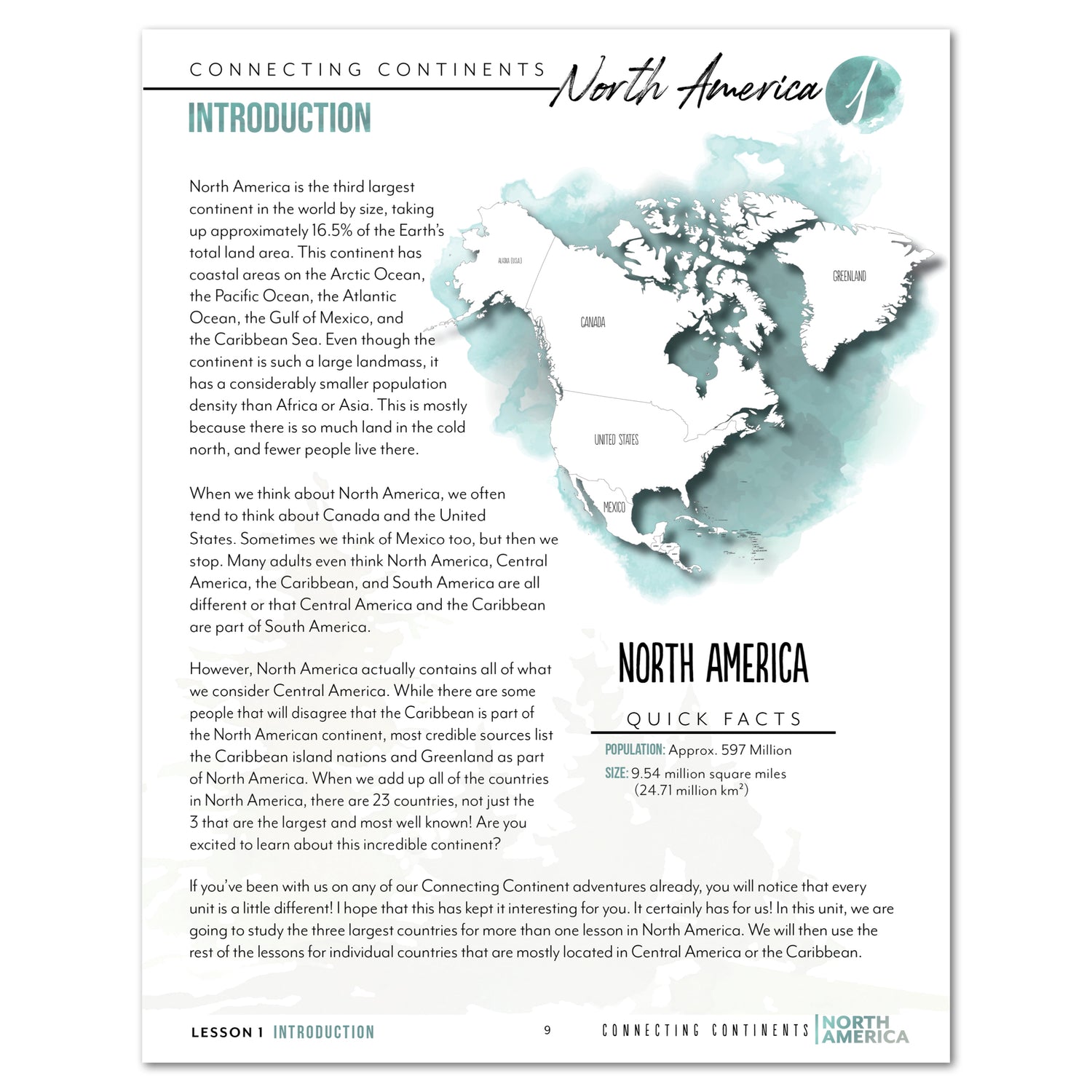 North America homeschool unit study digital Teacher's Guide lesson one part one