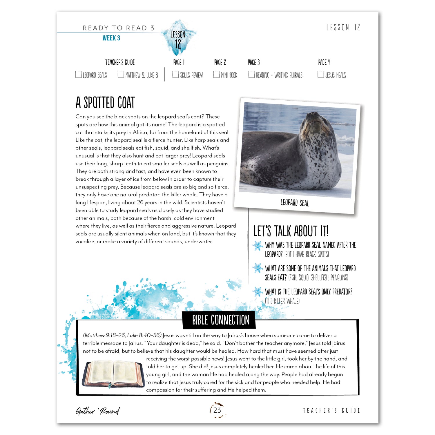 Ready to Read 3 At Ice + Snow Homeschool Unit Study Digital Teacher's Guide Week 2 Lesson 12