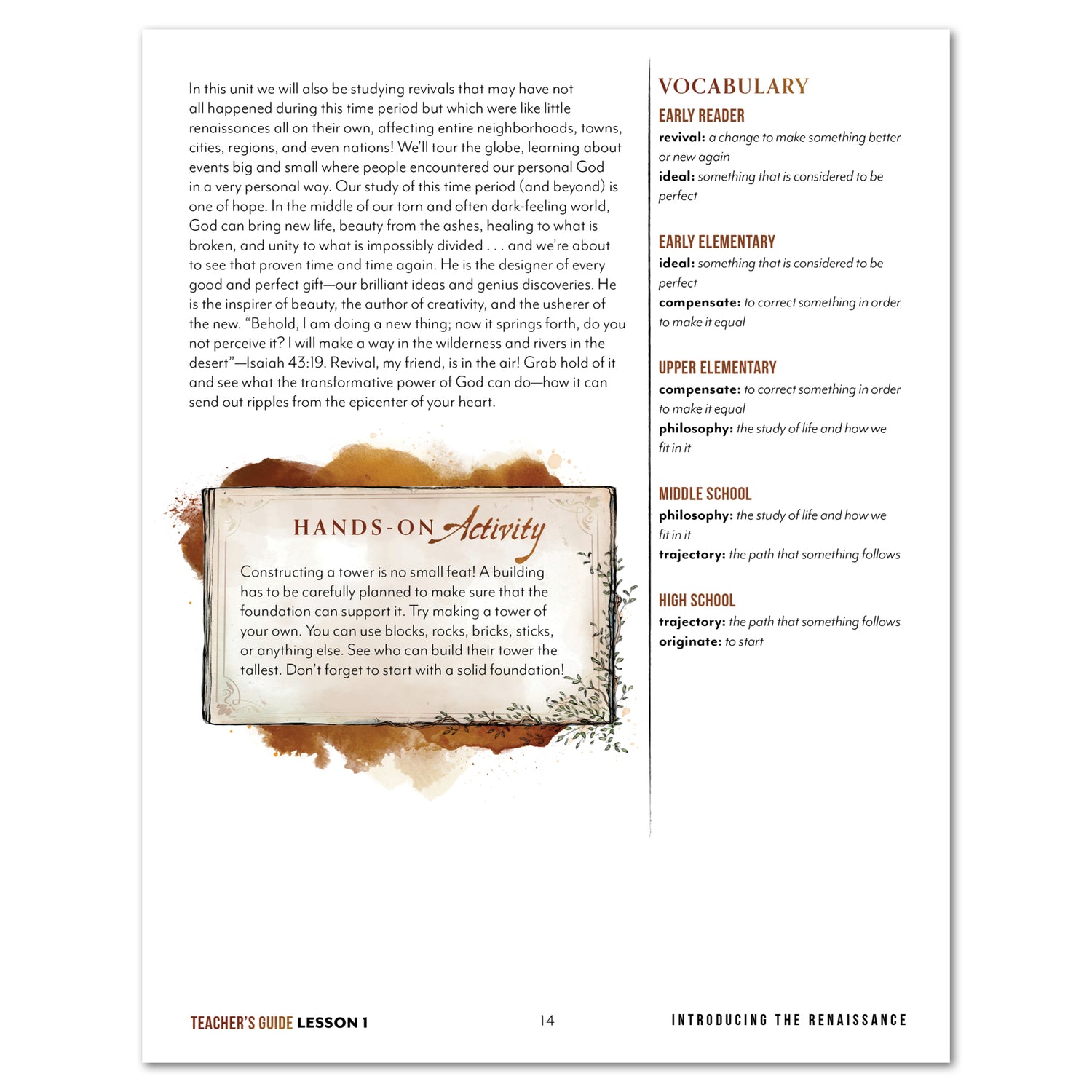 Renaissance and Revival Homeschool Unit Study Printed Digital Teacher's Guide Lesson 1 Introducing the Renaissance Part 2