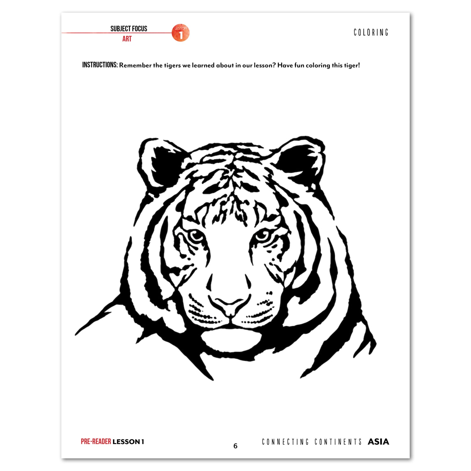 Asia Homeschool Unit Study Digital Pre-Reader Student Book Lesson 1 Page