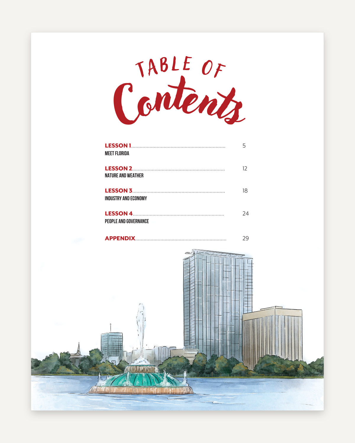 Florida Fifty States Homeschool Unit Study Digital Teacher's Guide Table of Contents
