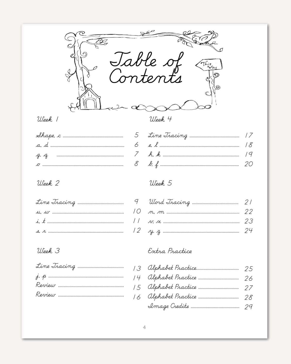 North America Birds part 1 homeschool unit study student workbook in cursive Table of contents