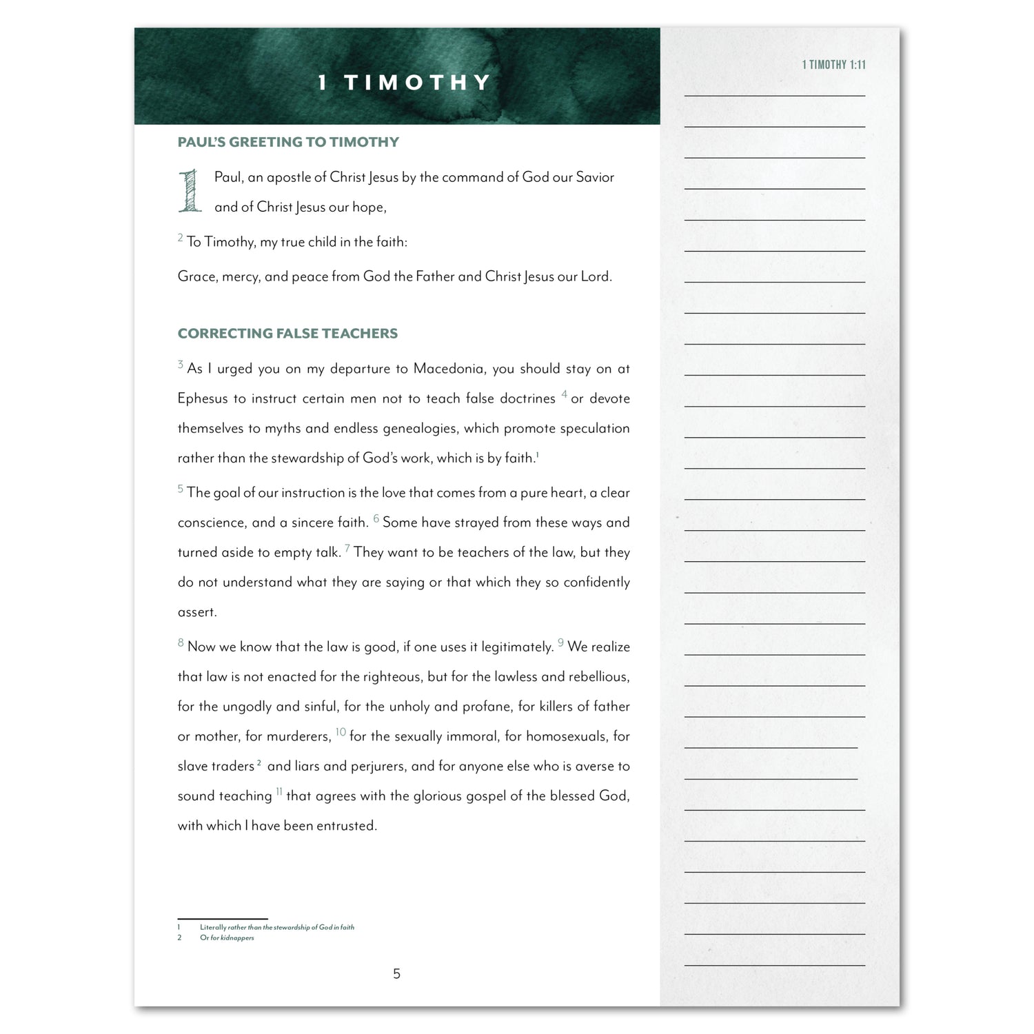 Bible Journal Epistles Part 2 Printed 1 Timothy Part 1