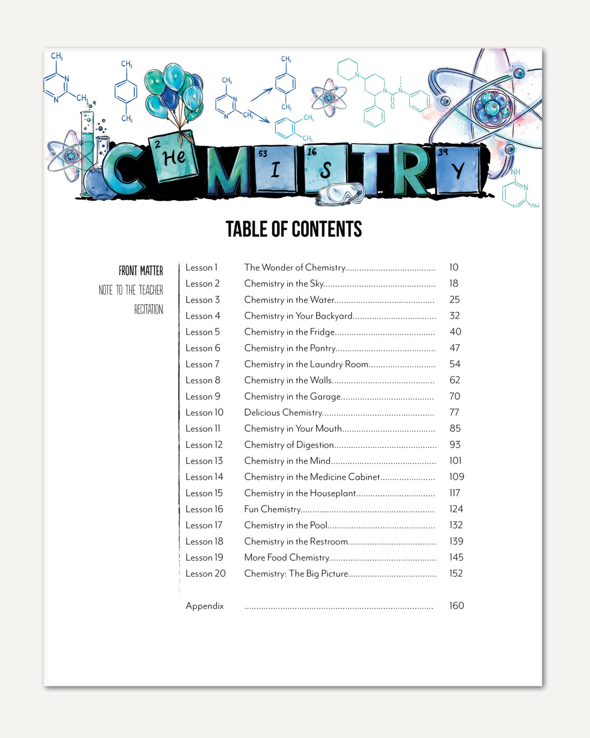 Chemistry Homeschool Unit Study Digital Teacher's Guide Table of Contents