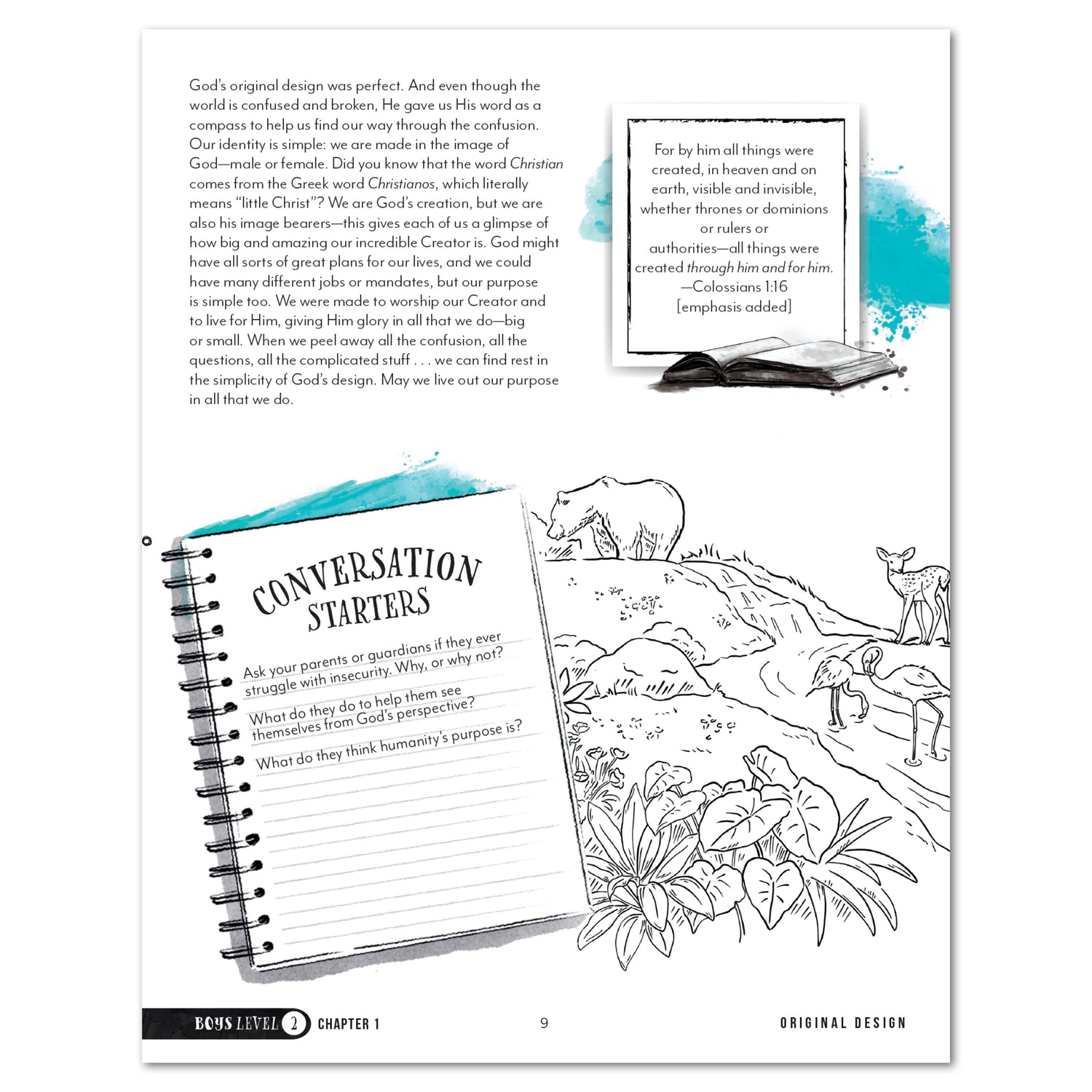 Growing Up with God Homeschool Unit Study Printed Boys Student Book Level 2 Chapter 1 Original Design