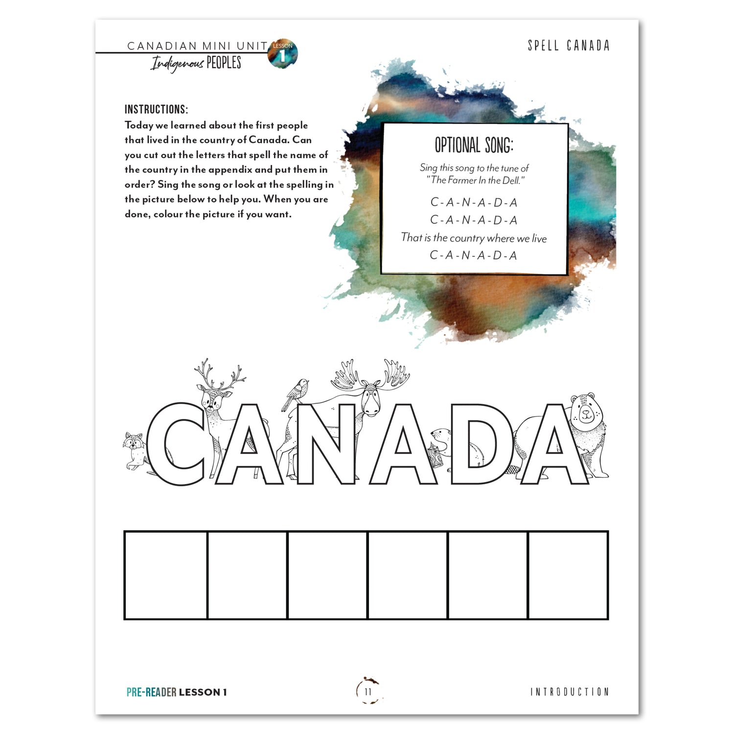 Indigenous Peoples homeschool unit study printed student book pre-reader lesson one