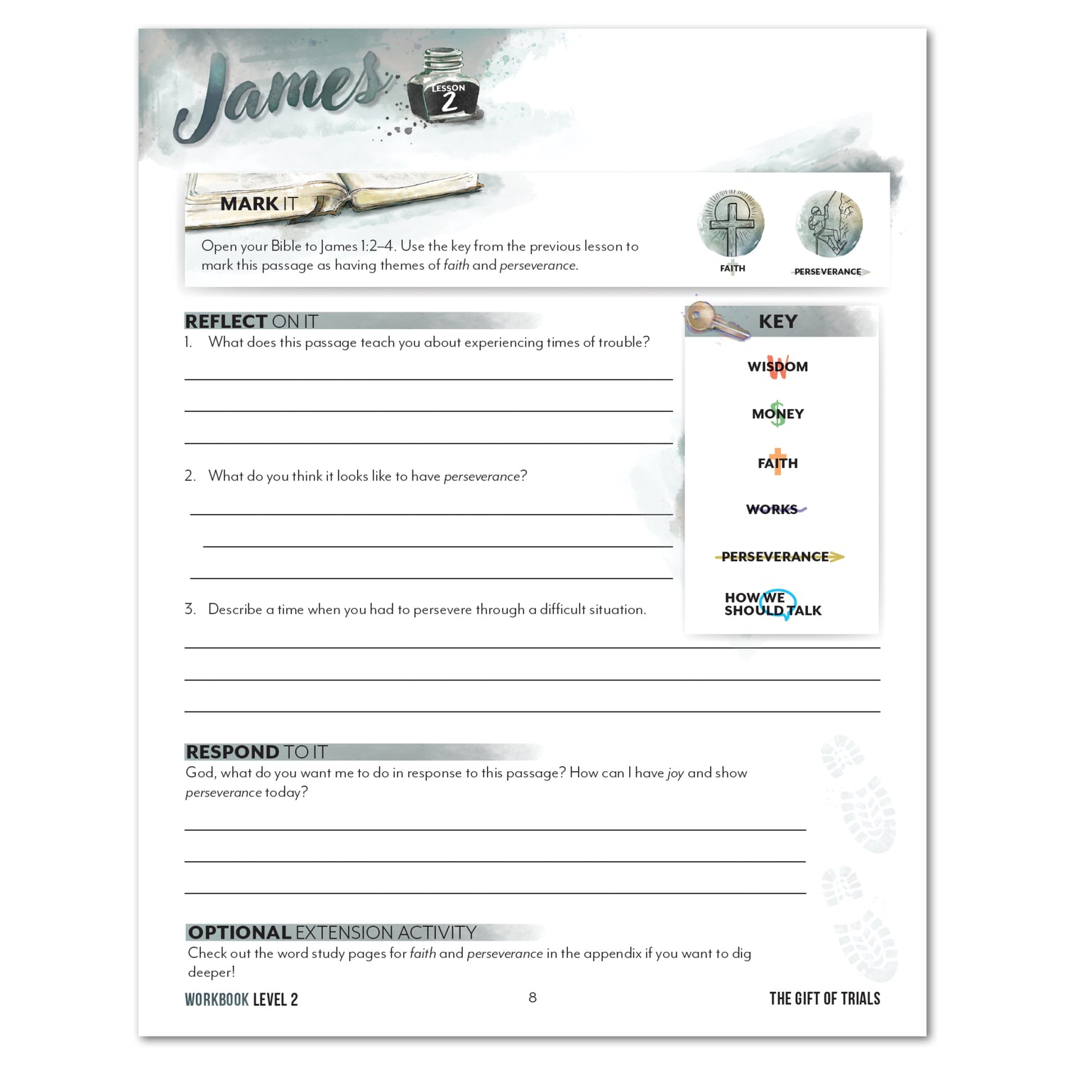 Book of James Homeschool Unit Study Digital Level 2 Student Workbook Lesson 2 The Gift of Trials