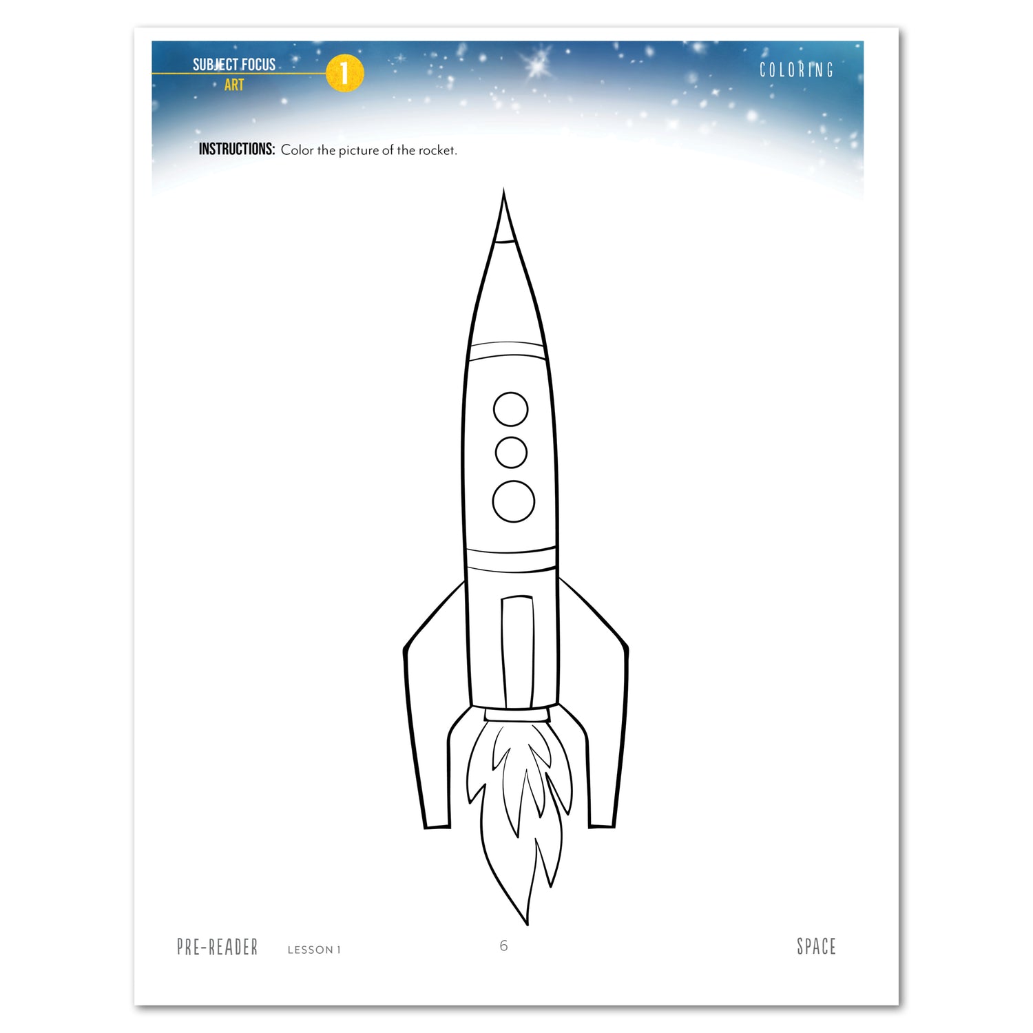 Space homeschool unit study print student workbook student workbook Pre-Reader coloring worksheet