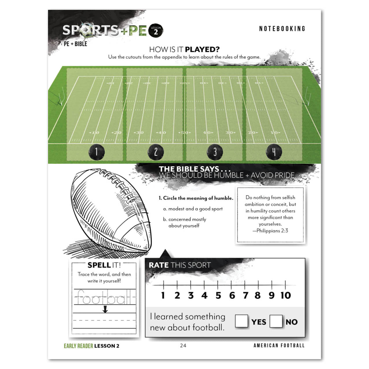 Sports + PE homeschool unit study print student workbook early reader notebooking