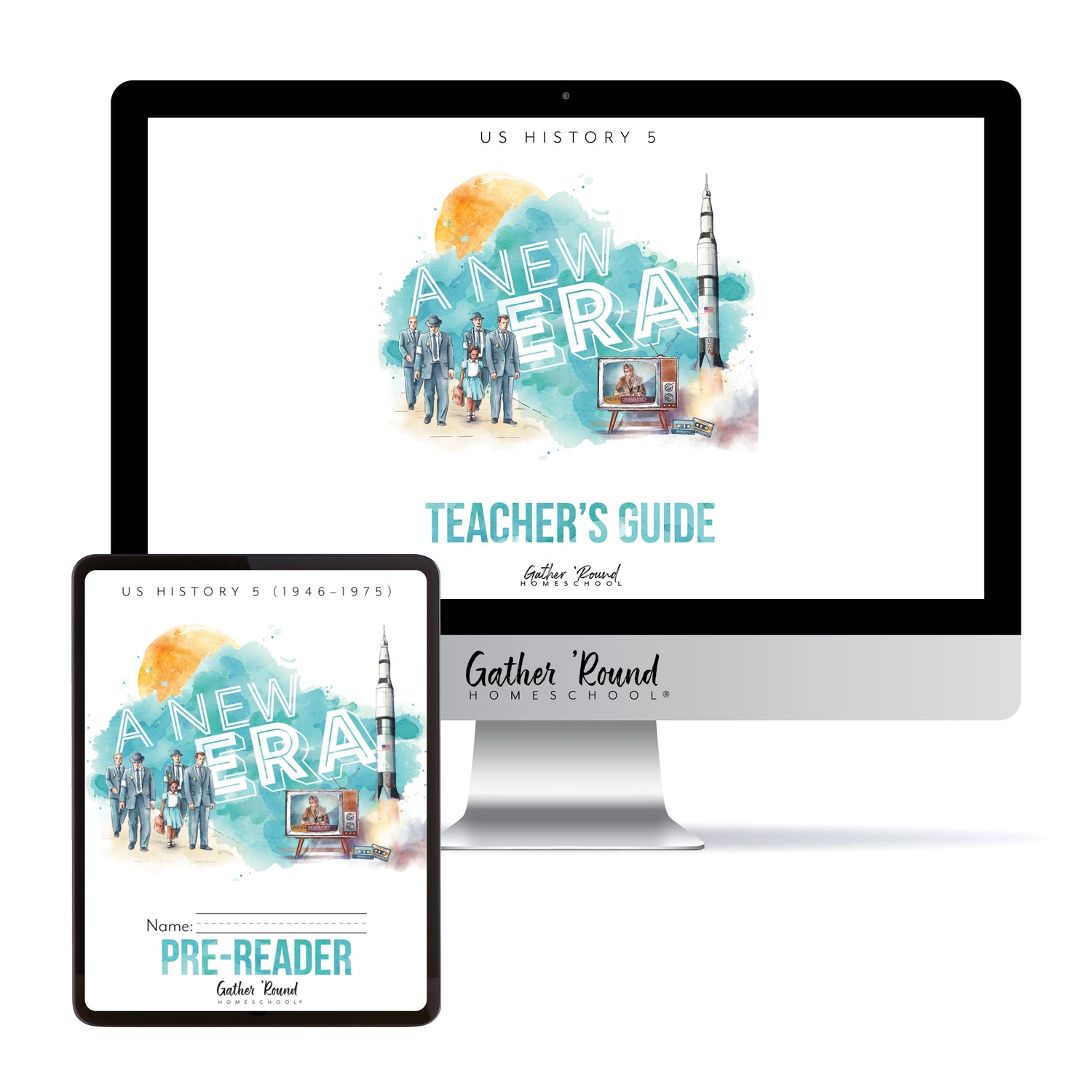 US History 5: A New Era: 1946-1975 Homeschool Unit Study Digital Bundle Teacher's Guide and Pre-Reader Student Book