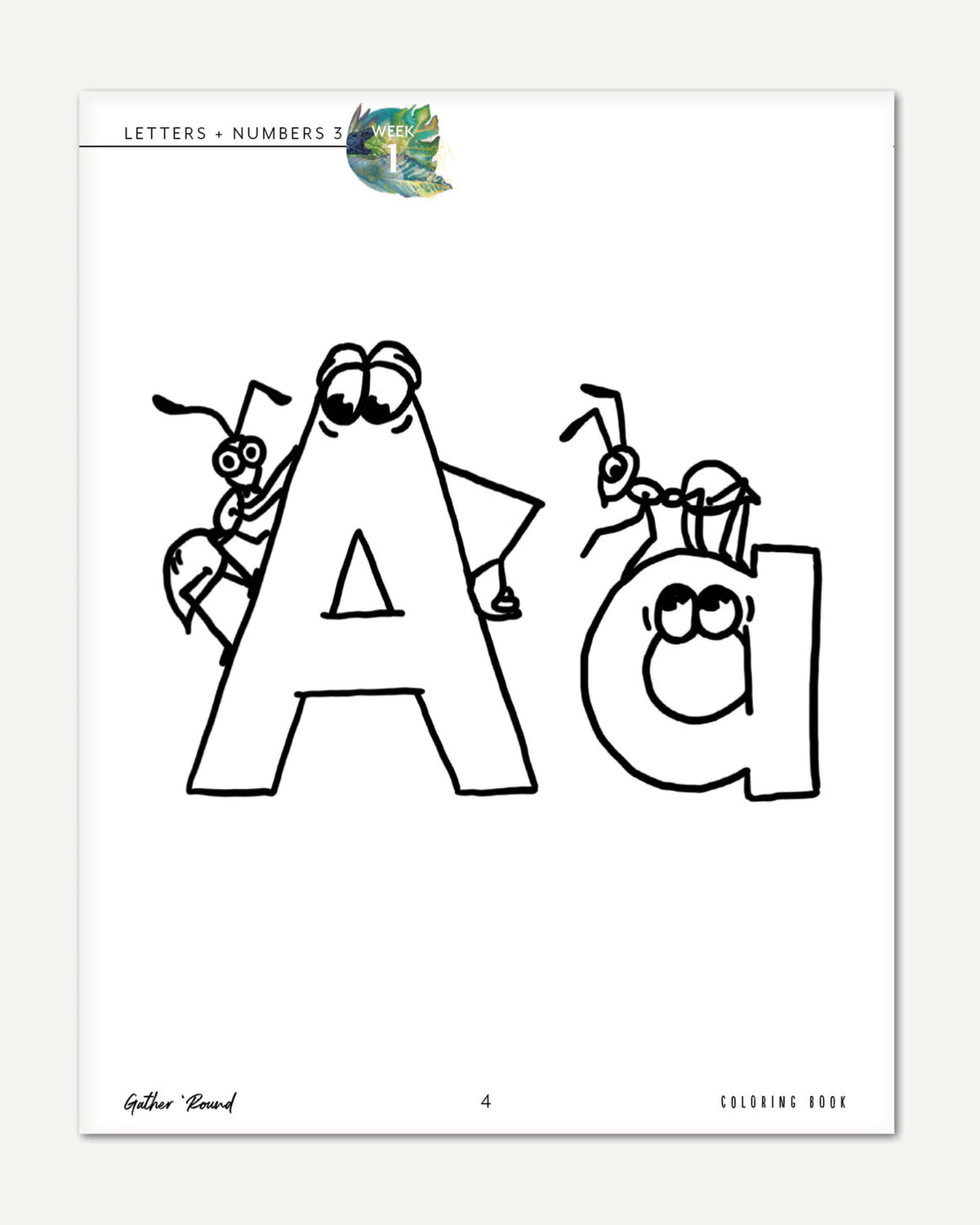 Letters + Numbers 3 In The Jungle Printed Coloring Book Week 1 Letter Aa