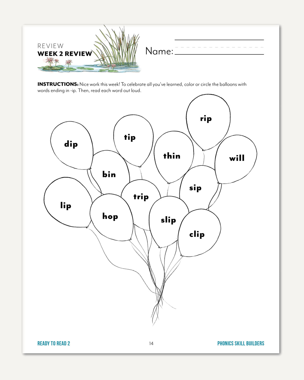 Ready to Read 2 At The Pond Homeschool Unit Study Digital Phonics Skill Builders Week 2 Review