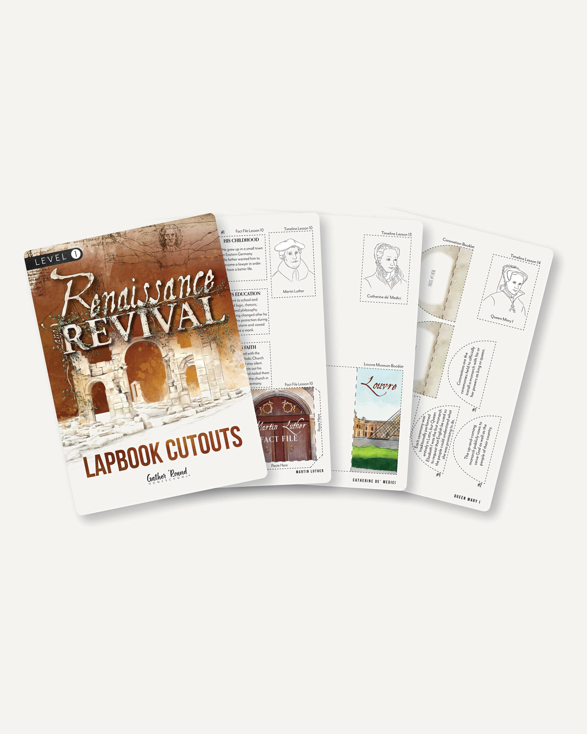 Renaissance and Revival Homeschool Unit Study Digital Bundle Lapbook Instructions Level 1 Lapbook Cutouts