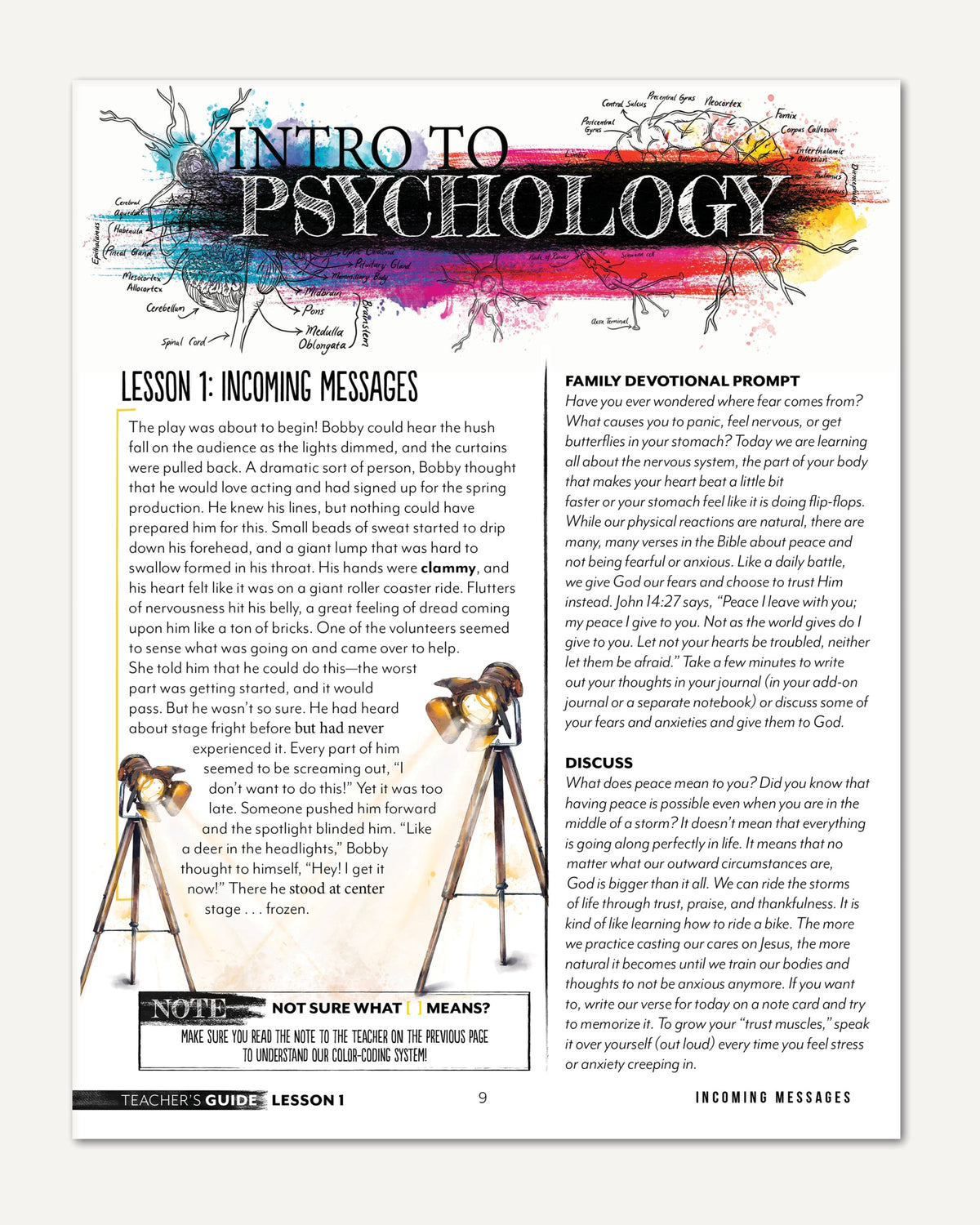 Psychology homeschool unit study digital teacher guide lesson one incoming messages