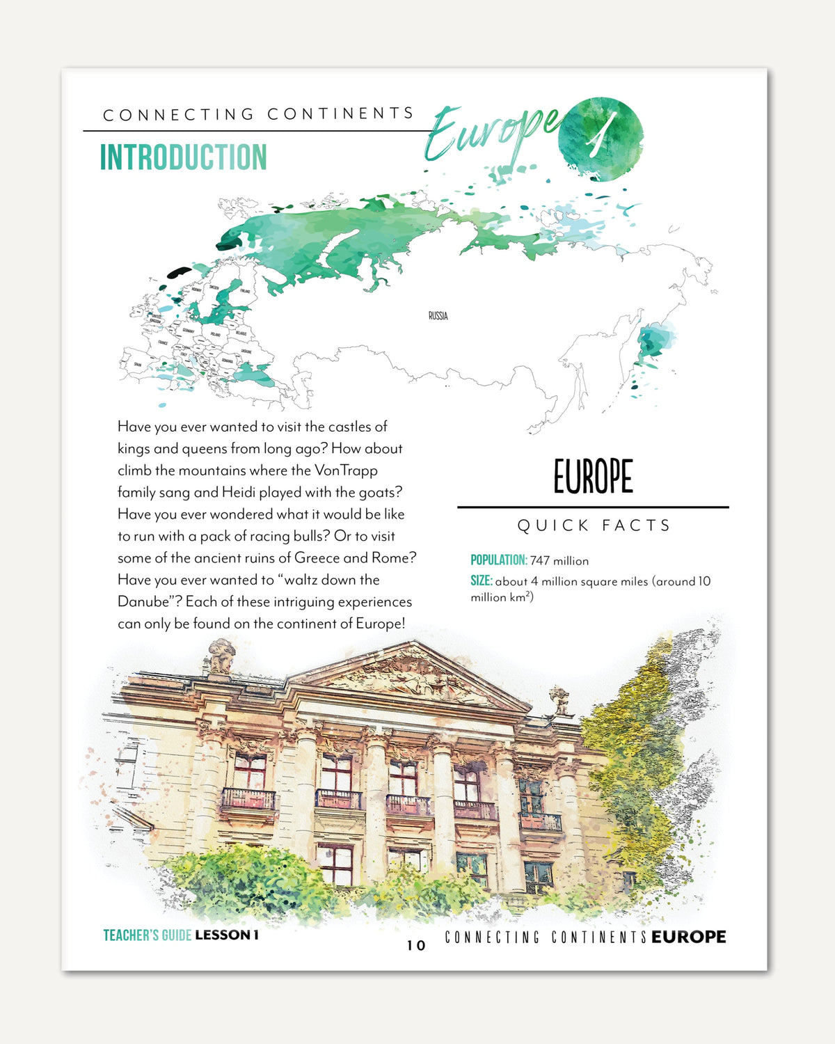 Europe homeschool unit study printed teacher's guide lesson one part one