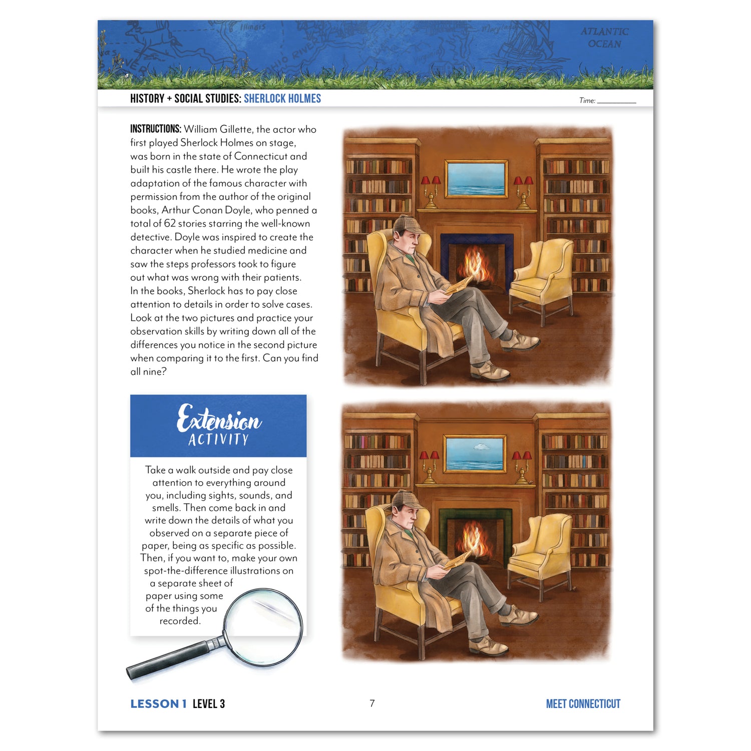 Connecticut Fifty States Homeschool Unit Study Printed Student Book Level 3 Lesson 1 Page