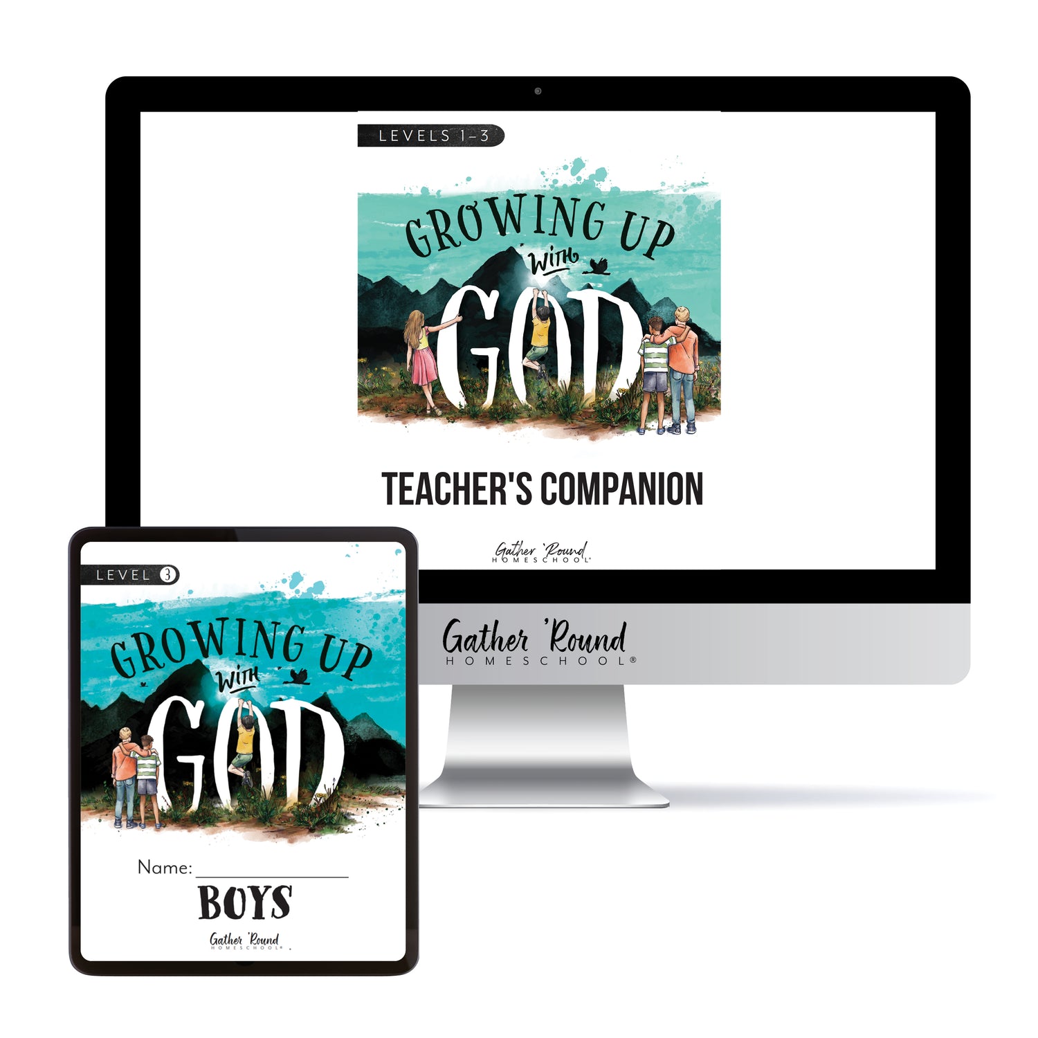 Growing Up with God Homeschool Unit Study Digital Bundle Teacher's Companion Levels 1-3 and Boys Student Book Level 3