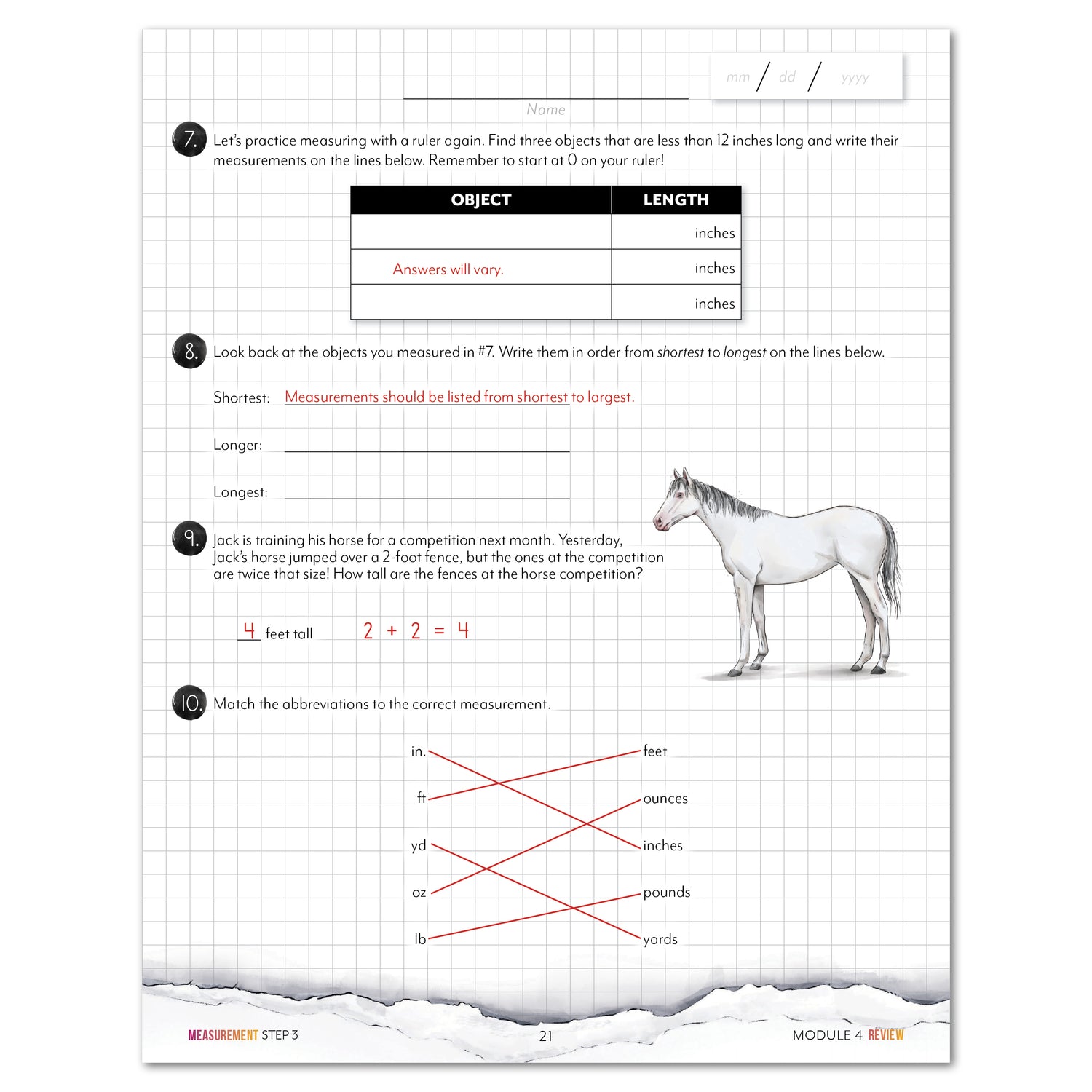 Measurement Step 3 modular math homeschool printed book module 4 review