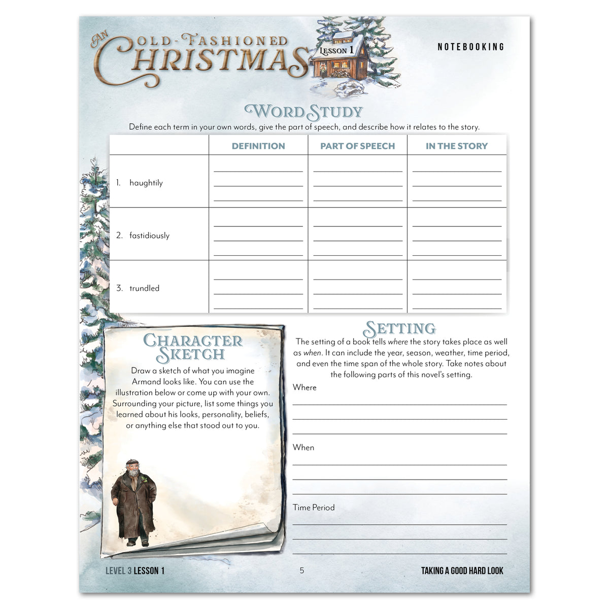 Old Fashioned Christmas Homeschool Unit Study Digital Download Level 3 Student Book Lesson 1 Notebooking
