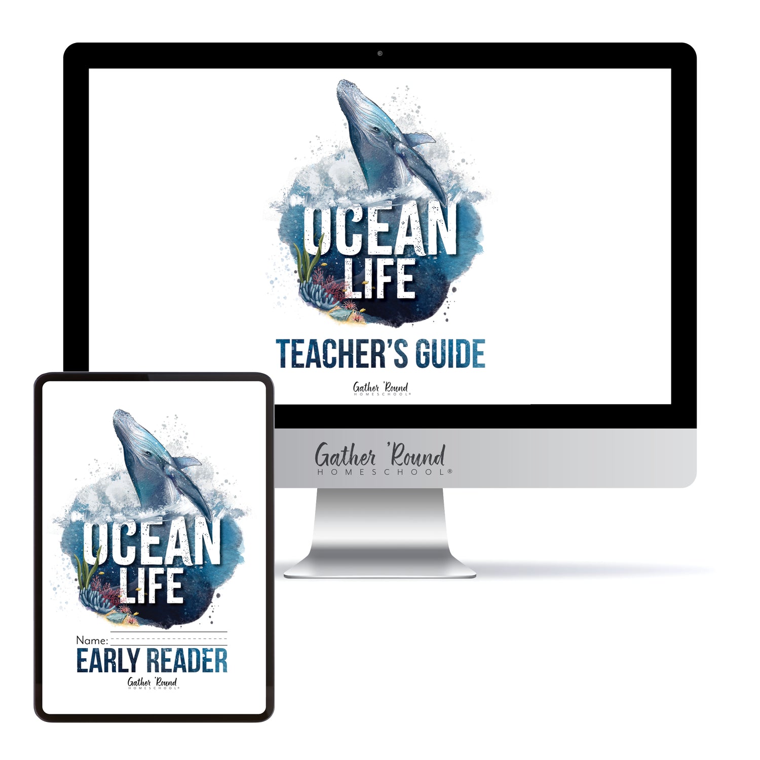 Ocean Life homeschool unit study digital student workbook for early reader with teacher's guide bundle