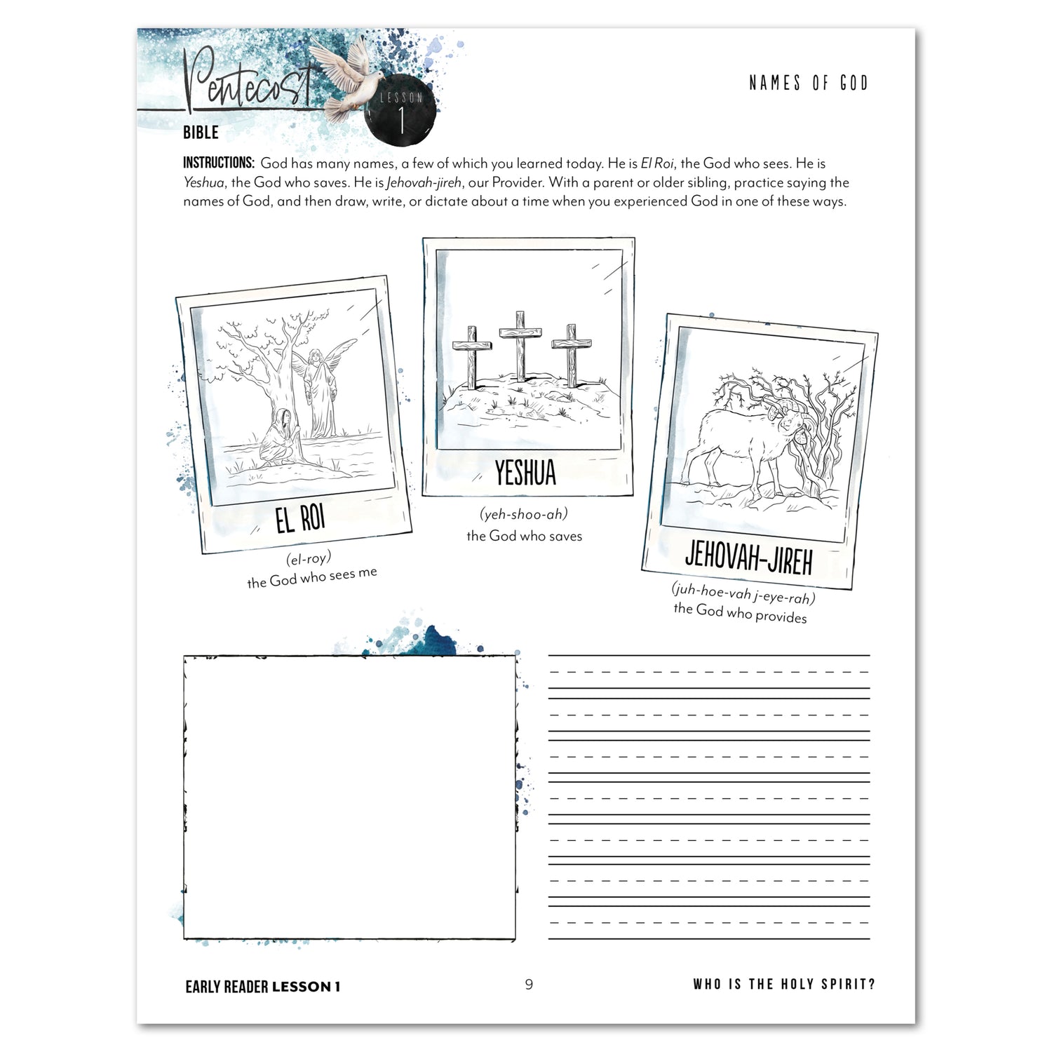 Pentecost Homeschool Unit Study Printed Early Reader Student Book Lesson 1 Names of God